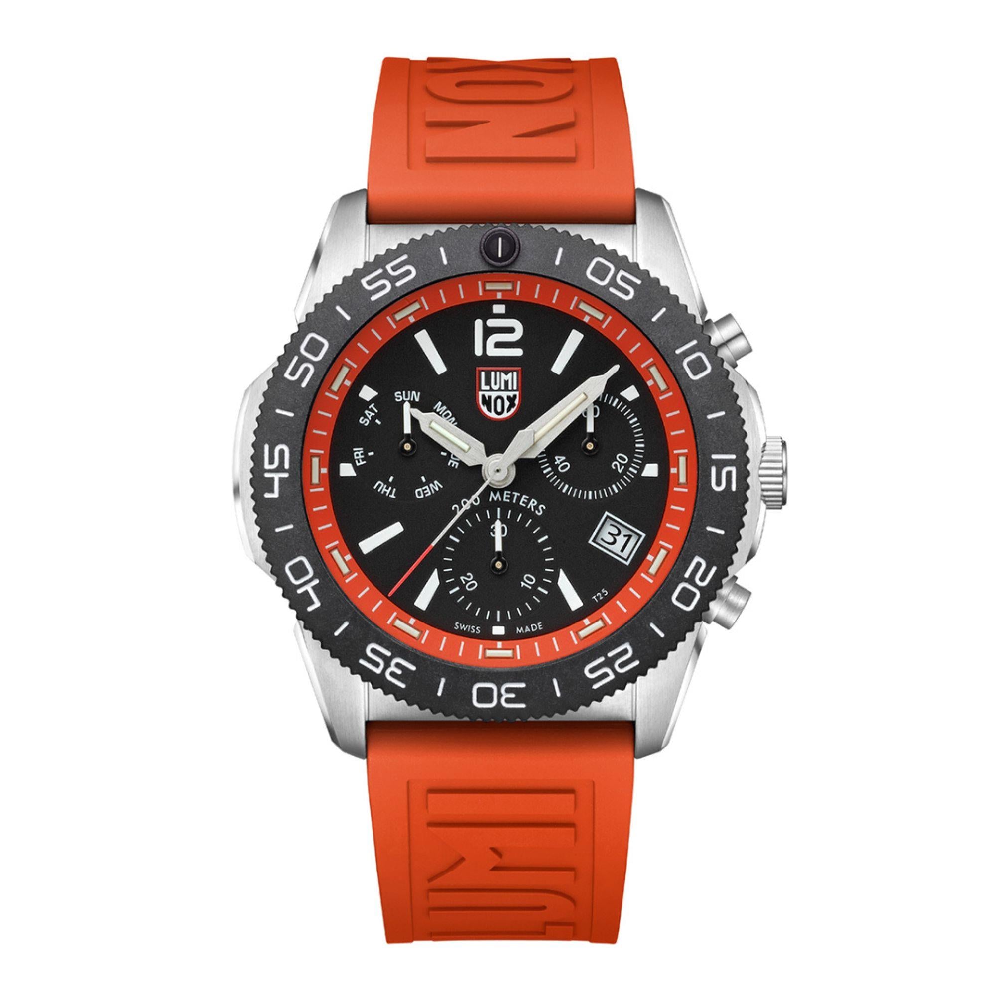 Luminox Pacific Diver Chronograph Orange Gummiband Schwarzes Zifferblatt Herren Uhr XS.3149