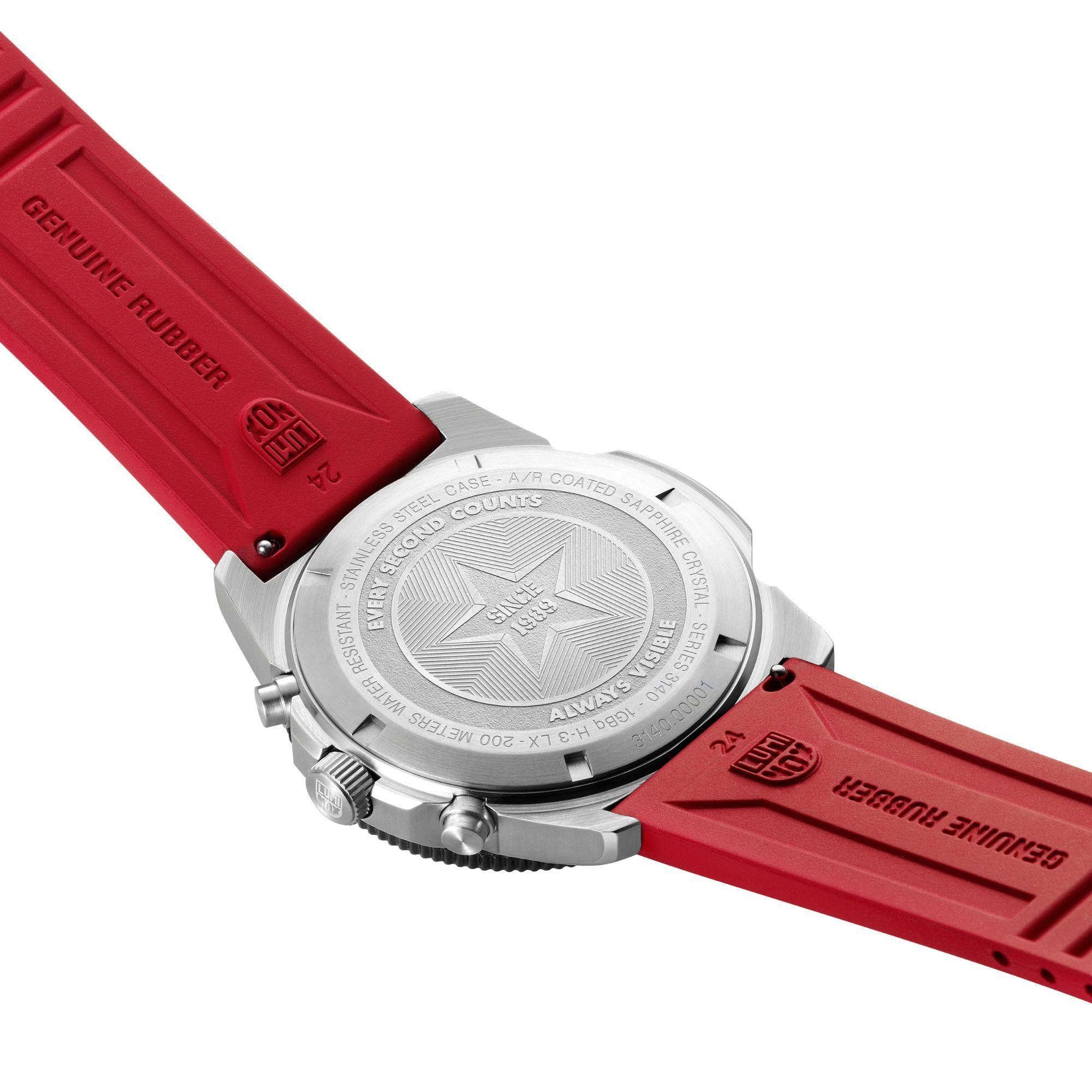 Luminox Pacific Diver Chronograph Rotes Gummiband Herren Uhr XS.3155
