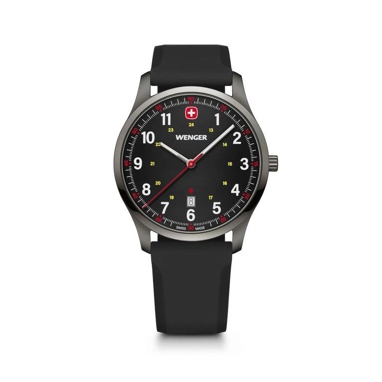 Wenger City Sport Schwarzes Zifferblatt Schwarzes Silikonarmband Herren Uhr 01.1441.135