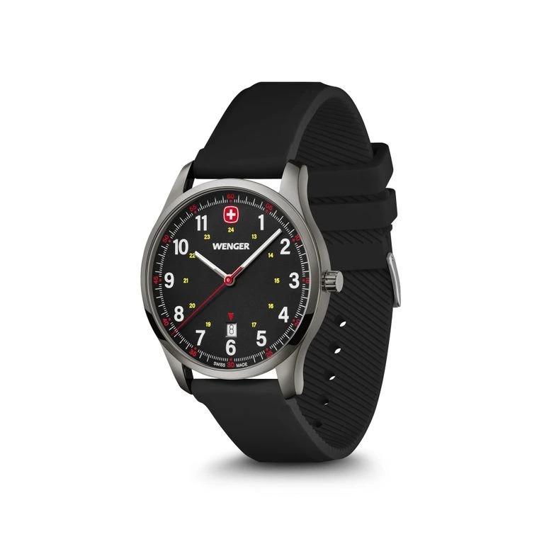 Wenger City Sport Schwarzes Zifferblatt Schwarzes Silikonarmband Herren Uhr 01.1441.135
