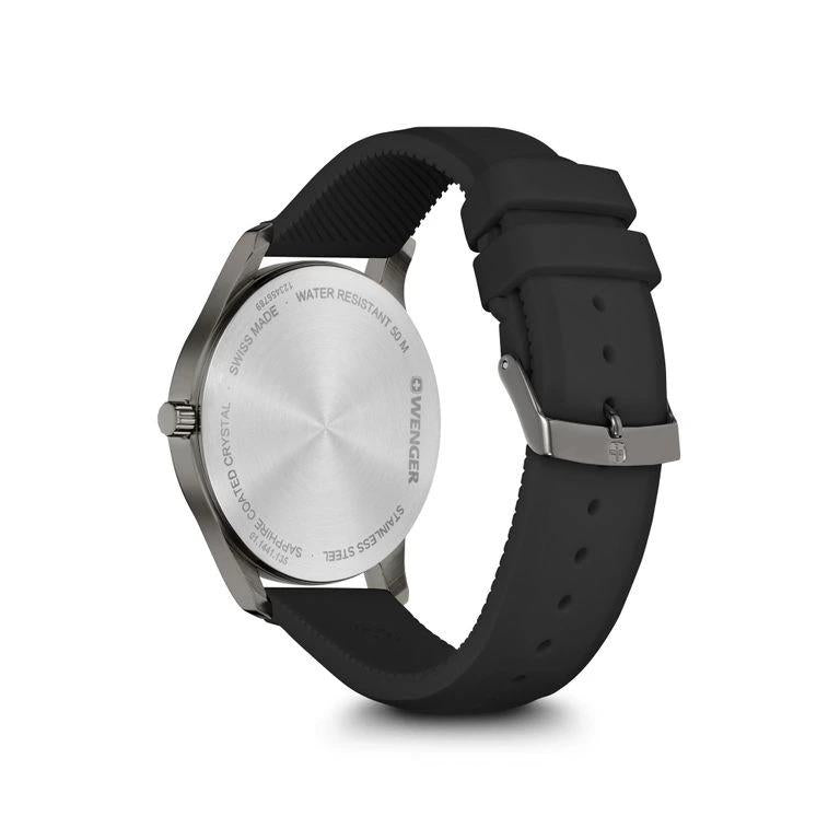 Wenger City Sport Schwarzes Zifferblatt Schwarzes Silikonarmband Herren Uhr 01.1441.135
