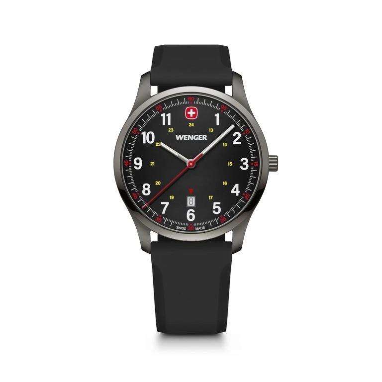 Wenger City Sport Schwarzes Zifferblatt Schwarzes Silikonarmband Herren Uhr 01.1441.135