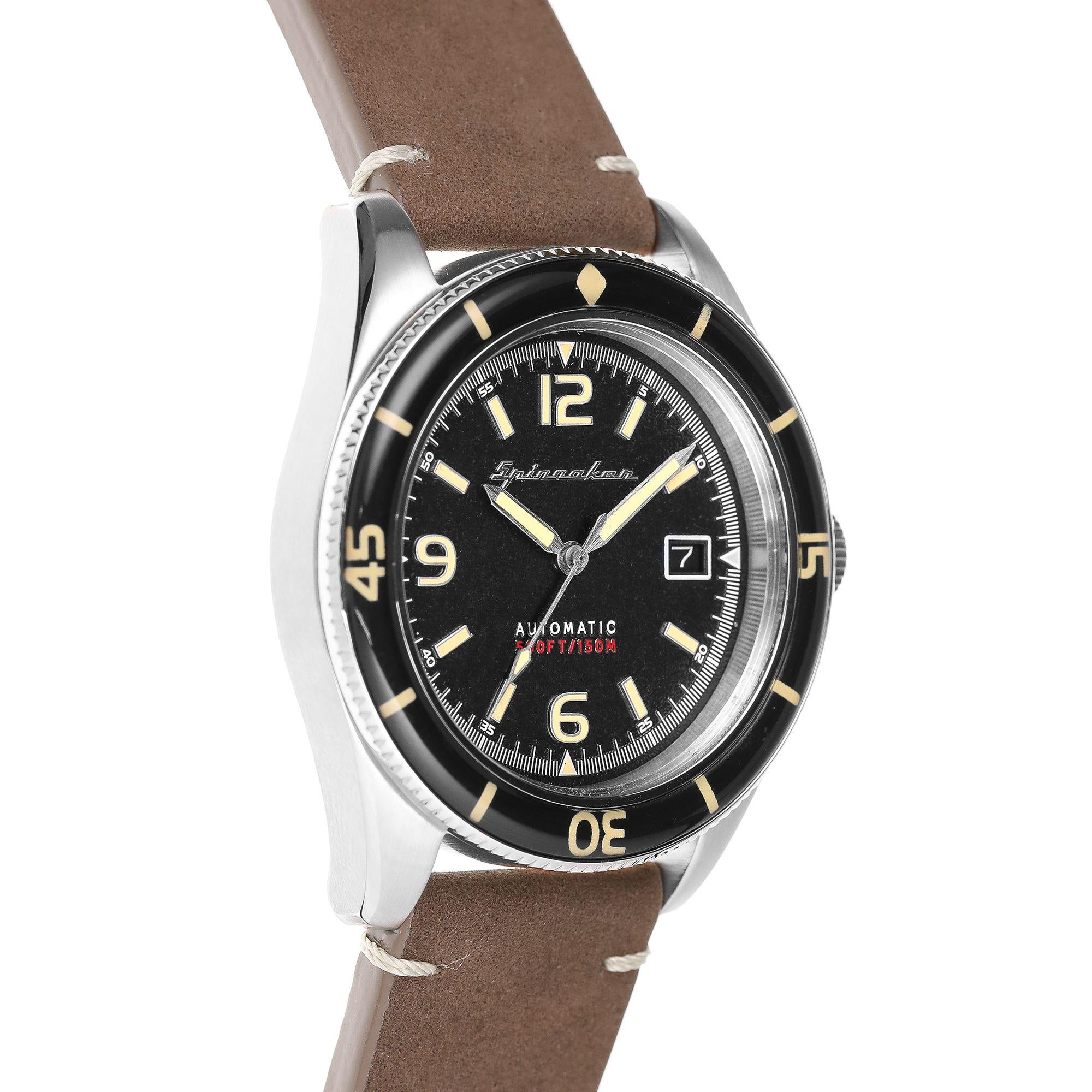 Spinnaker Fleuss Lumber Schwarz Braun Lederarmband Herren Uhr SP-5055-01