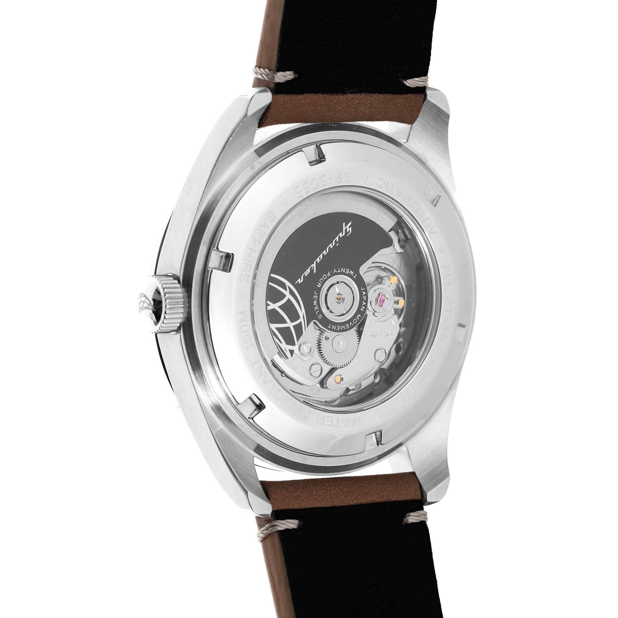 Spinnaker Fleuss Lumber Schwarz Braun Lederarmband Herren Uhr SP-5055-01