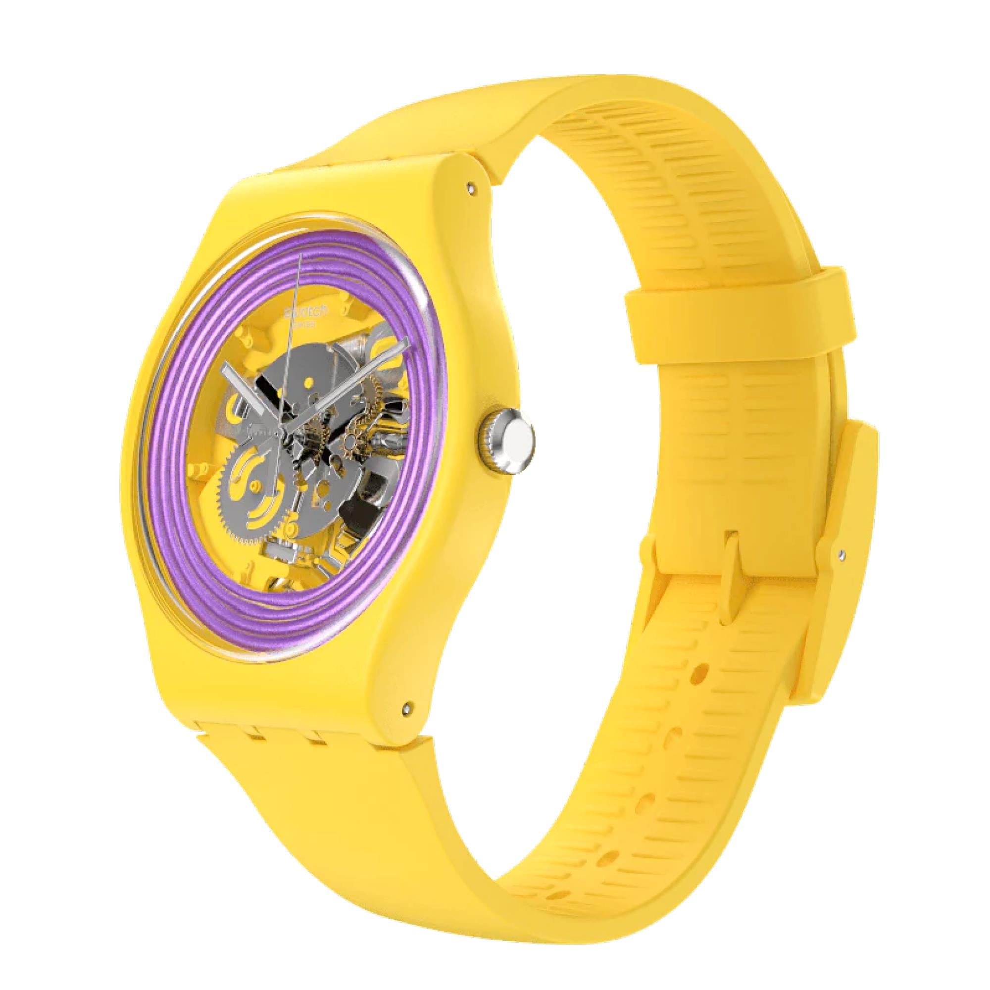 Swatch New Gent 'Purple Rings Yellow' Quartz Watch SO29J100
