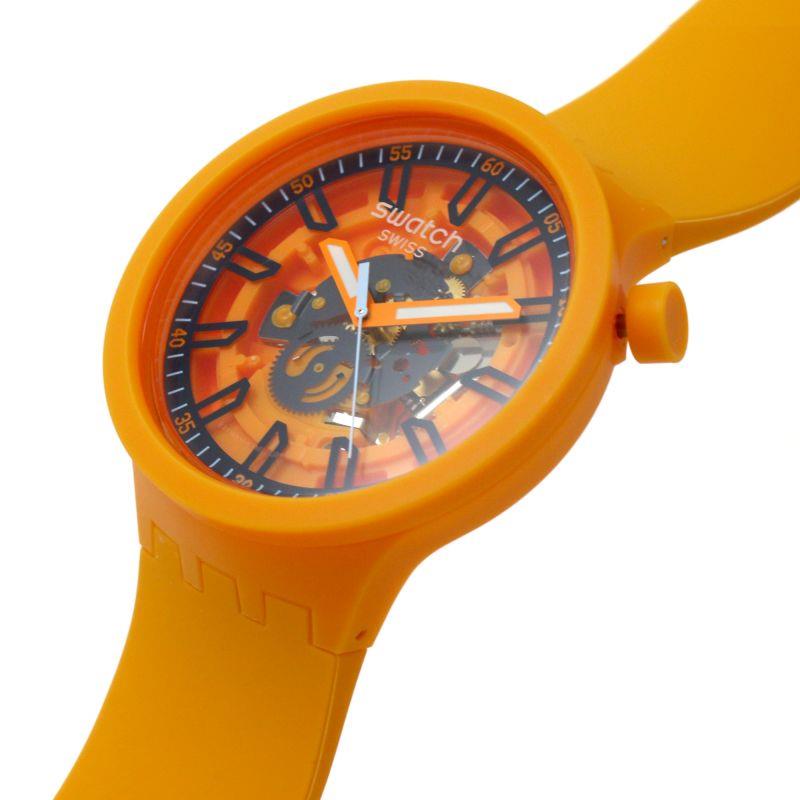 Swatch Frisches Orange Skelett Zifferblatt & Orange Armband Uhr SB01O101