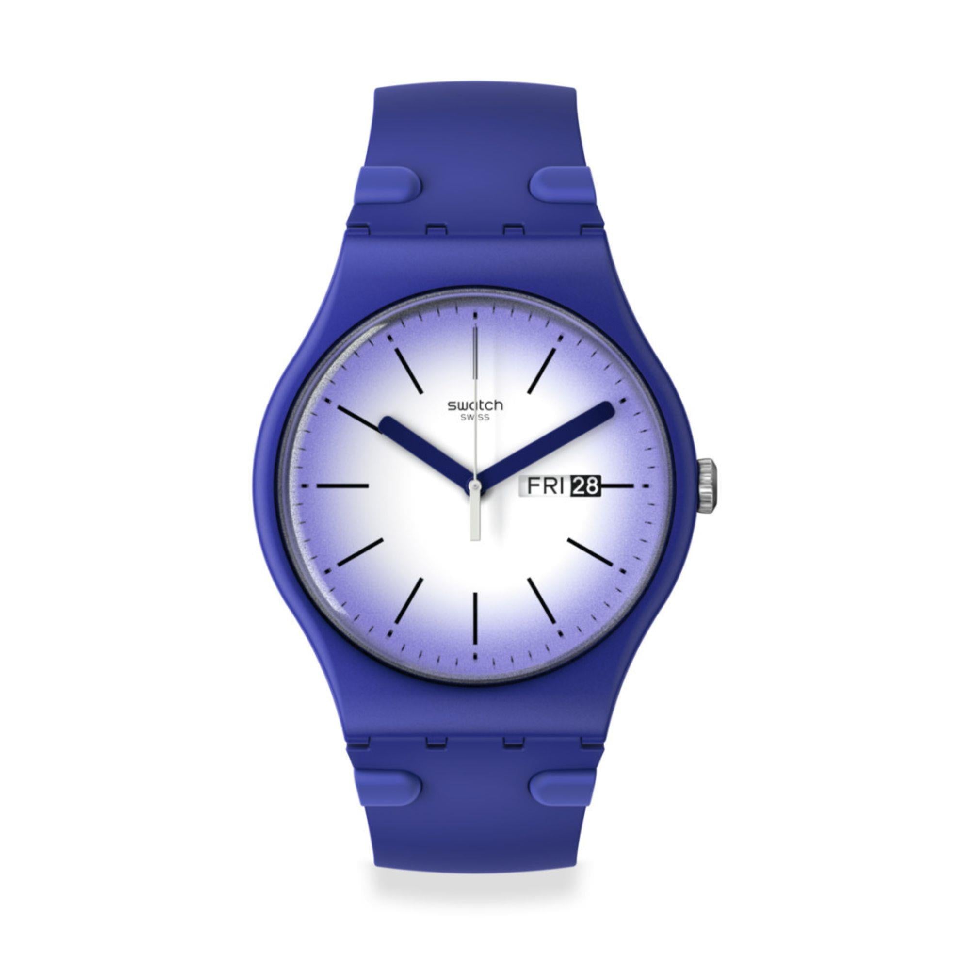 Swatch Violette Verbena New Gent Weißes Zifferblatt Lila Armband Uhr SUON716