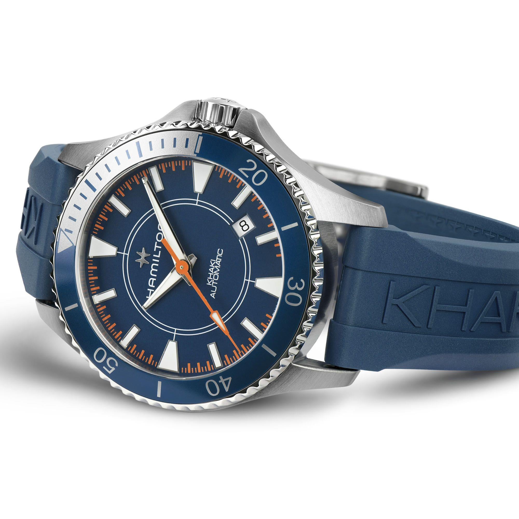 Hamilton Khaki Navy 40mm Scuba Syroco Sonderedition Blaues Zifferblatt Gummi Herren Automatik Uhr H82385340