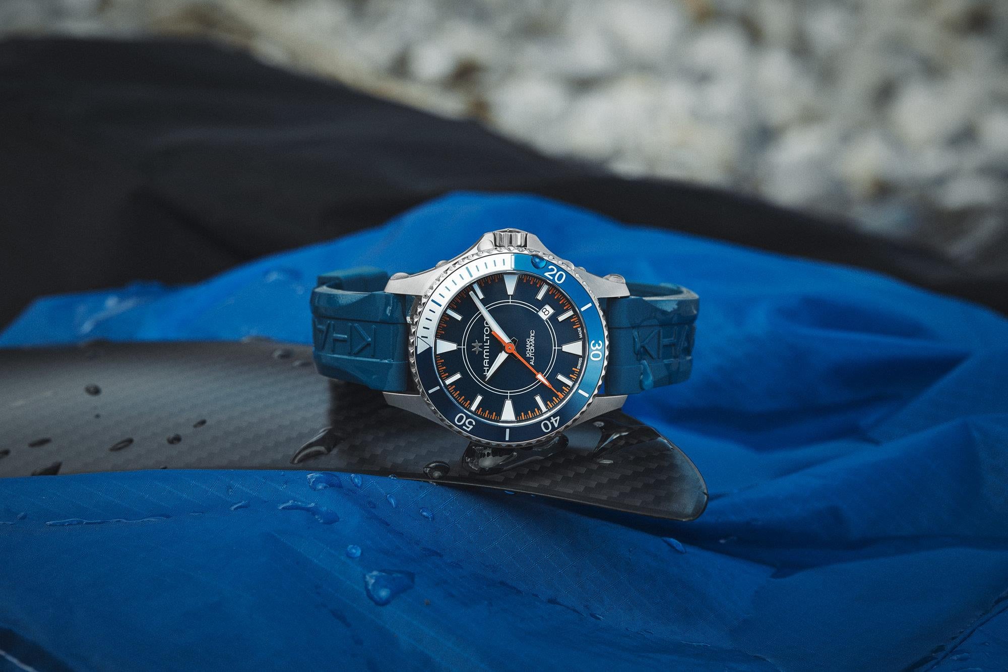 Hamilton Khaki Navy 40mm Scuba Syroco Sonderedition Blaues Zifferblatt Gummi Herren Automatik Uhr H82385340