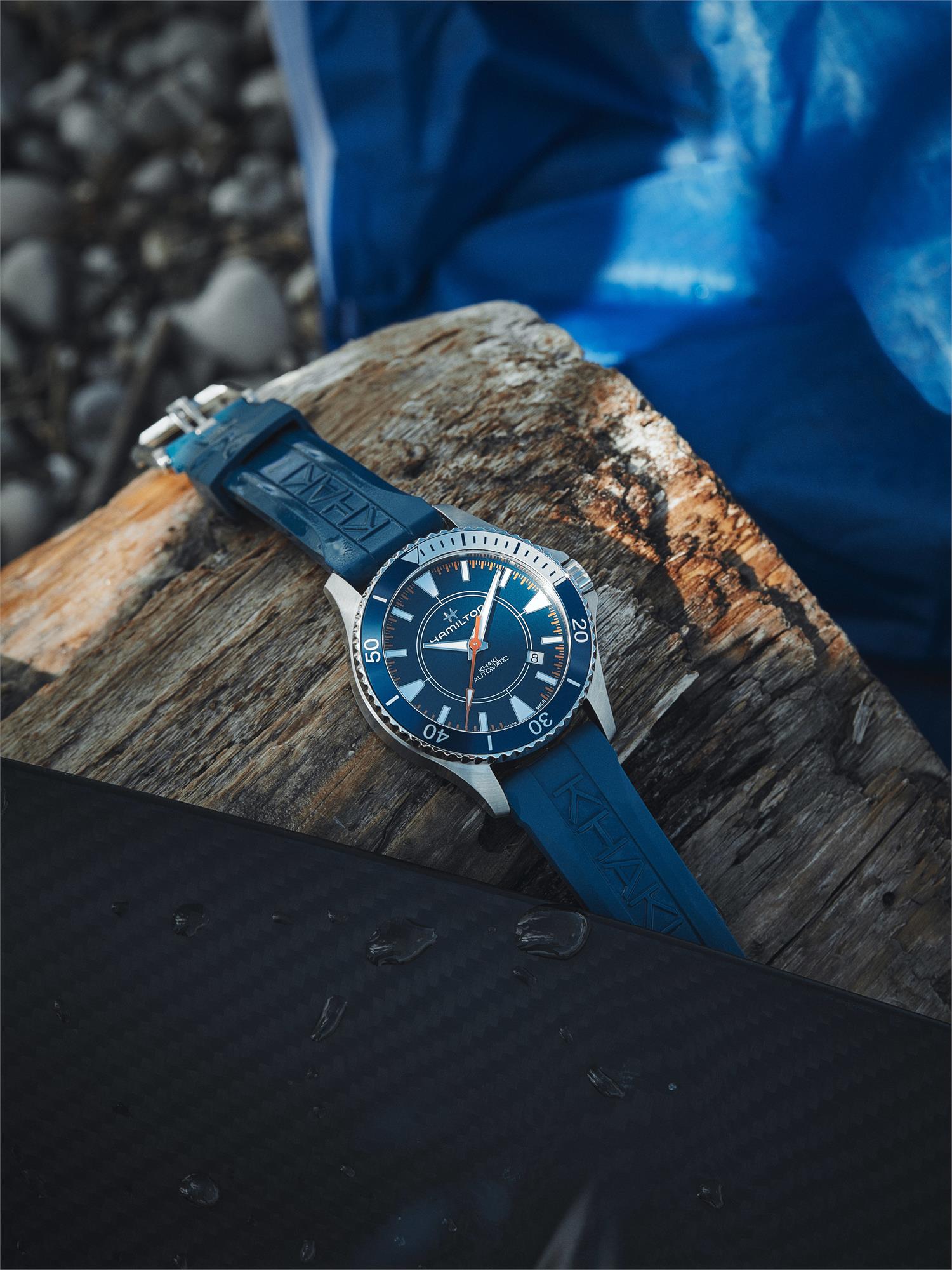 Hamilton Khaki Navy 40mm Scuba Syroco Sonderedition Blaues Zifferblatt Gummi Herren Automatik Uhr H82385340