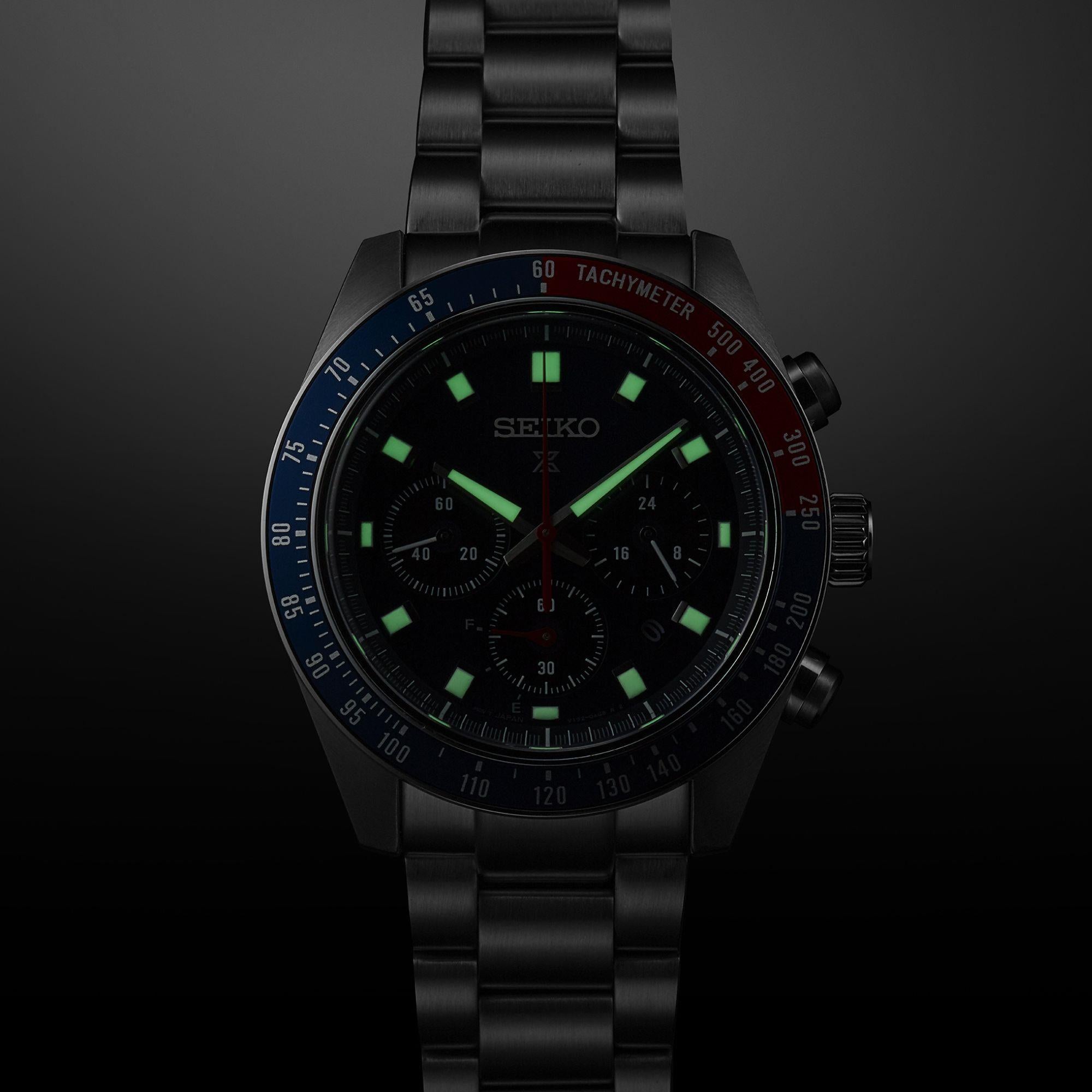 Seiko Prospex Speedtimer Solar Chronograph Blaues Zifferblatt Edelstahlarmband Herren Uhr SSC913P1