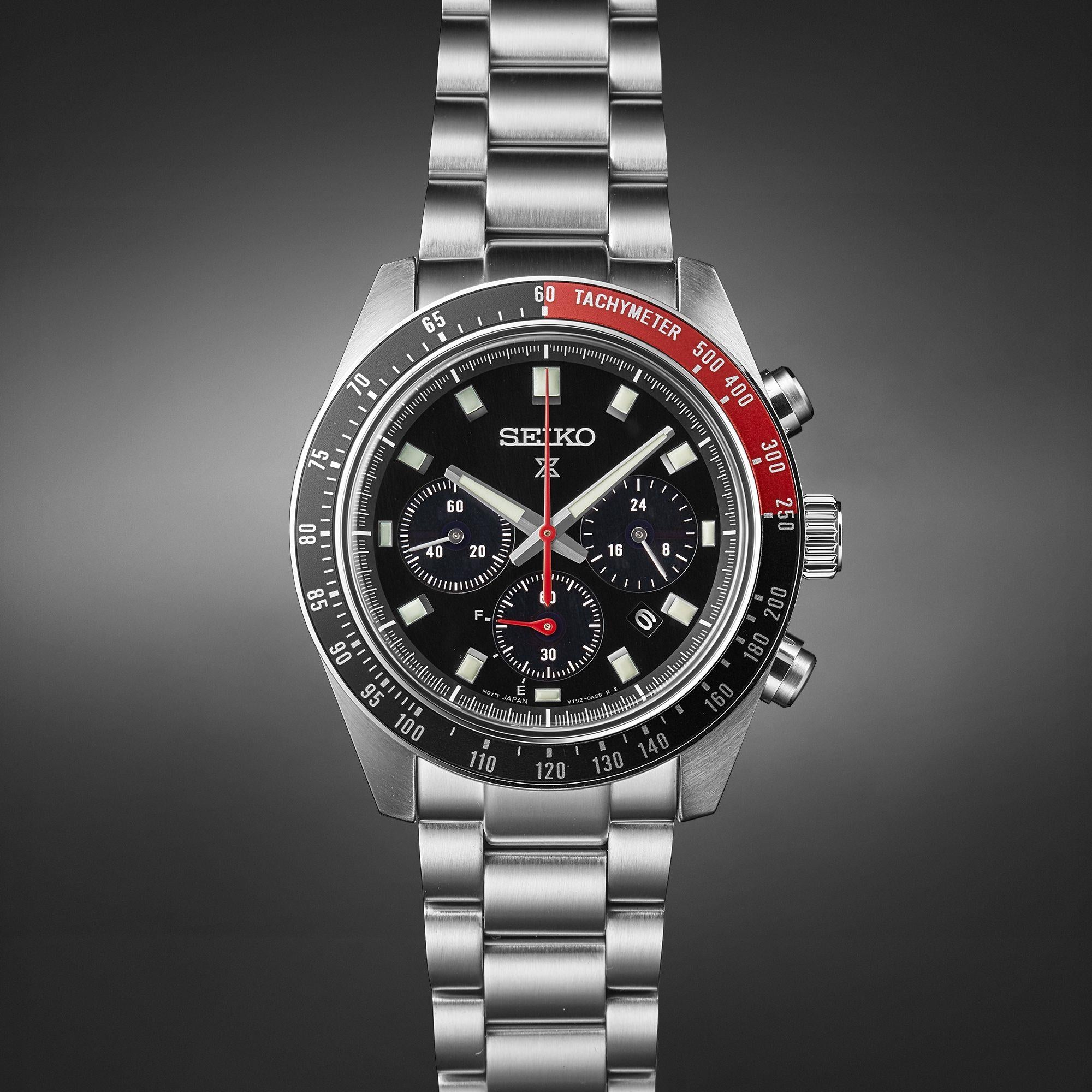 Seiko Prospex Speedtimer Solar Chronograph Black Dial Stainless Steel Bracelet Men's Watch SSC915P1
