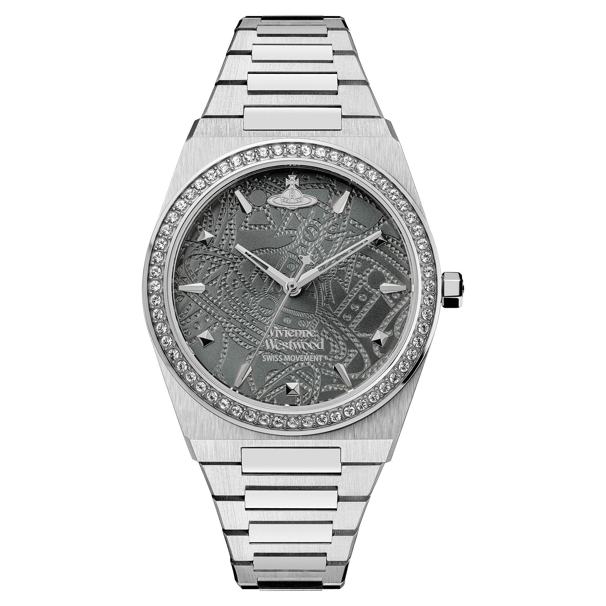Vivienne Westwood Charterhouse Graues Zifferblatt Edelstahlarmband Damenarmbanduhr VV244GYSL