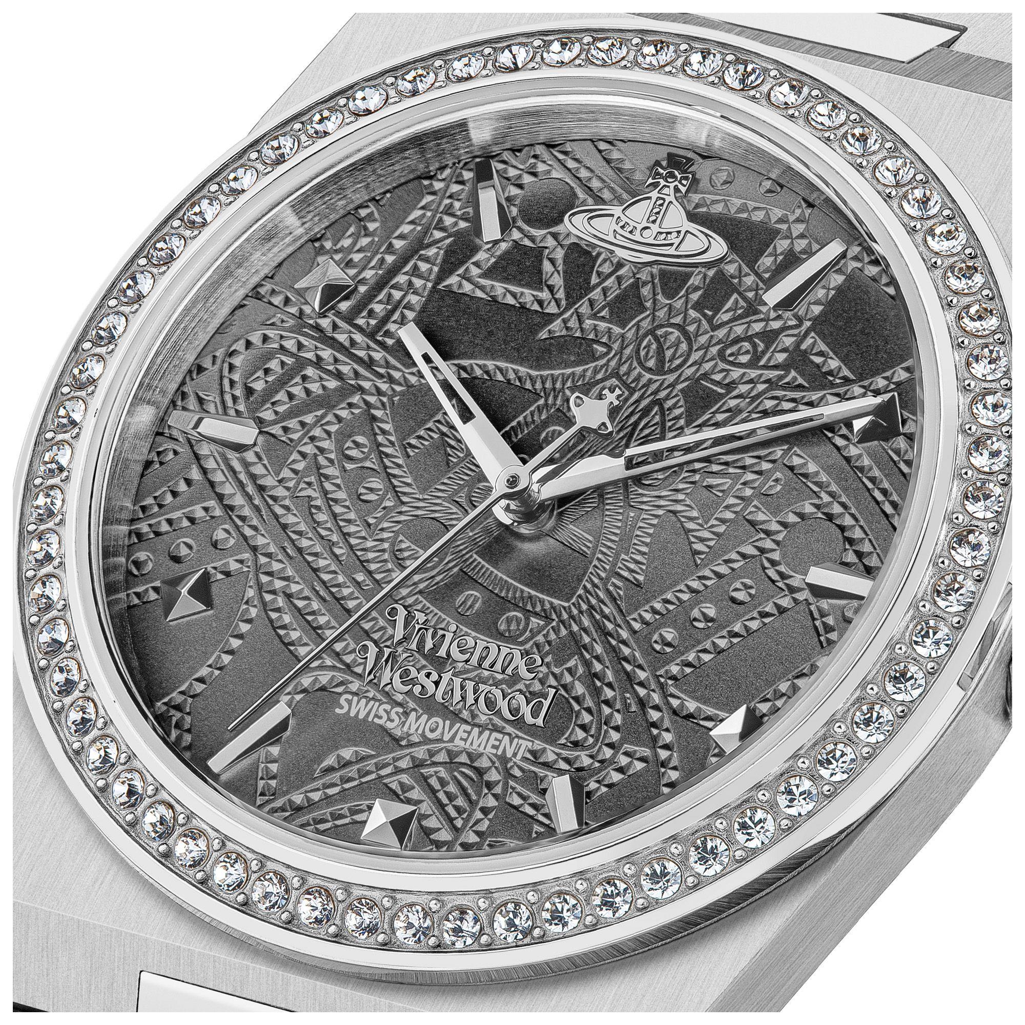 Vivienne Westwood Charterhouse Graues Zifferblatt Edelstahlarmband Damenarmbanduhr VV244GYSL