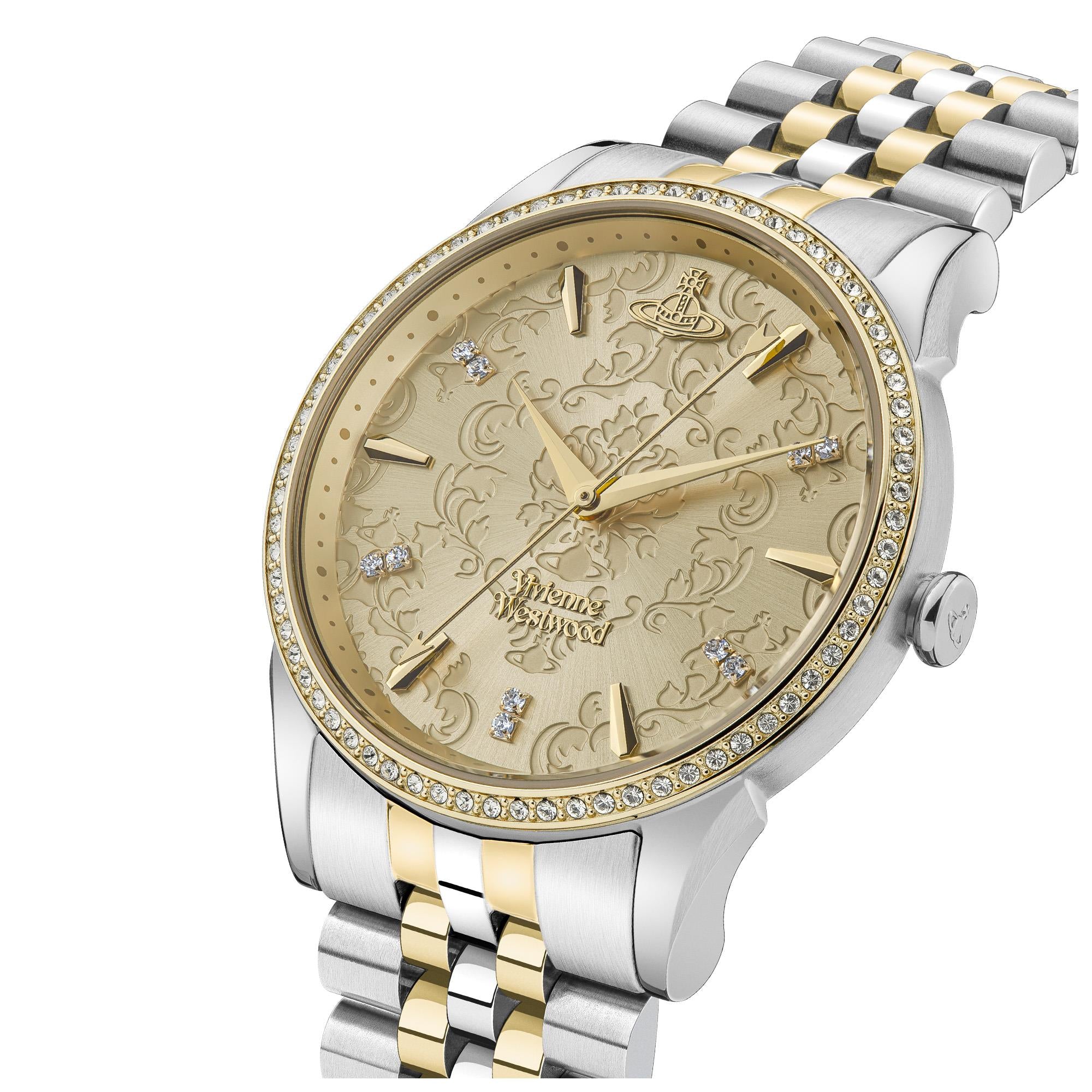 Vivienne Westwood The Wallace Champagner Zifferblatt Zweifarbig Edelstahlarmband Damen Uhr VV208CPSG