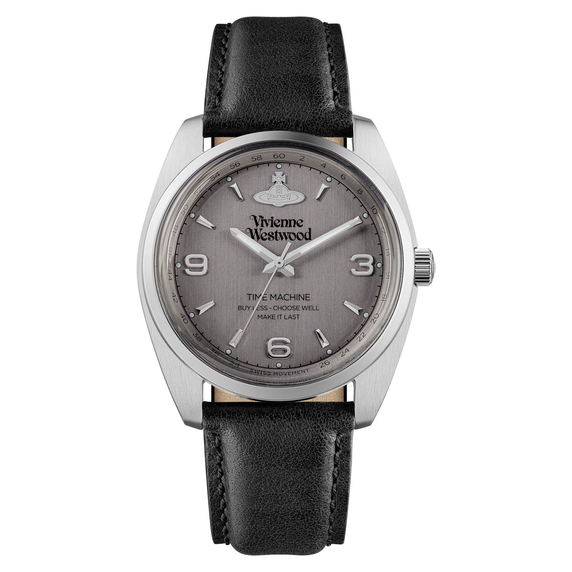 Vivienne Westwood Pennington Grey Dial Black Leather Strap Watch VV274CGBK