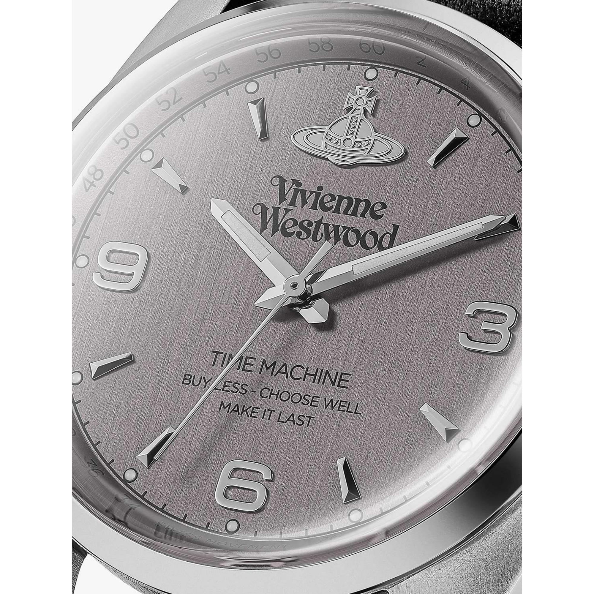 Vivienne Westwood Pennington Grey Dial Black Leather Strap Watch VV274CGBK