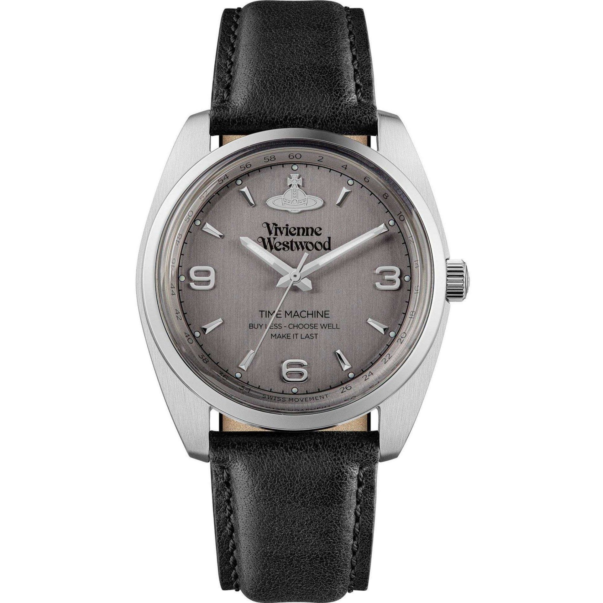 Vivienne Westwood Pennington Grey Dial Black Leather Strap Watch VV274CGBK