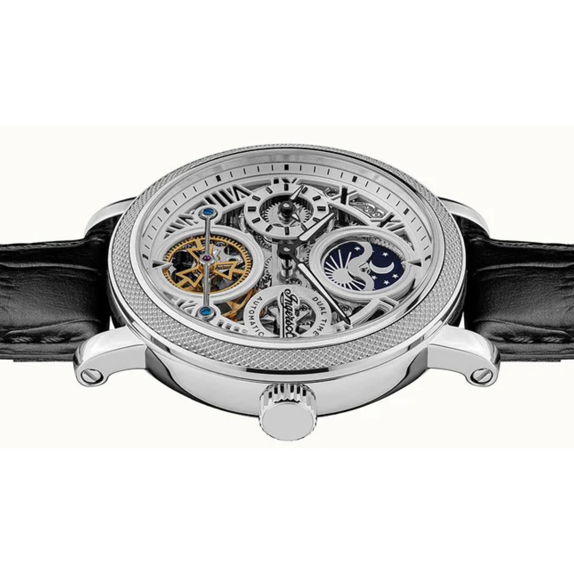 Ingersoll The Row 1892 Automatik Herren Uhr Silbernes Zifferblatt Schwarzes Lederarmband I12401