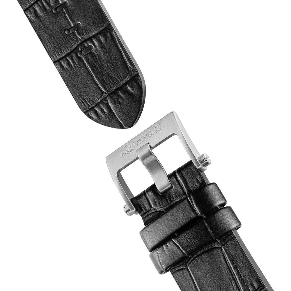 Ingersoll 1892 The Broadway Automatische Herrenarmbanduhr mit Schwarzem Zifferblatt und Schwarzem Lederarmband - I12903