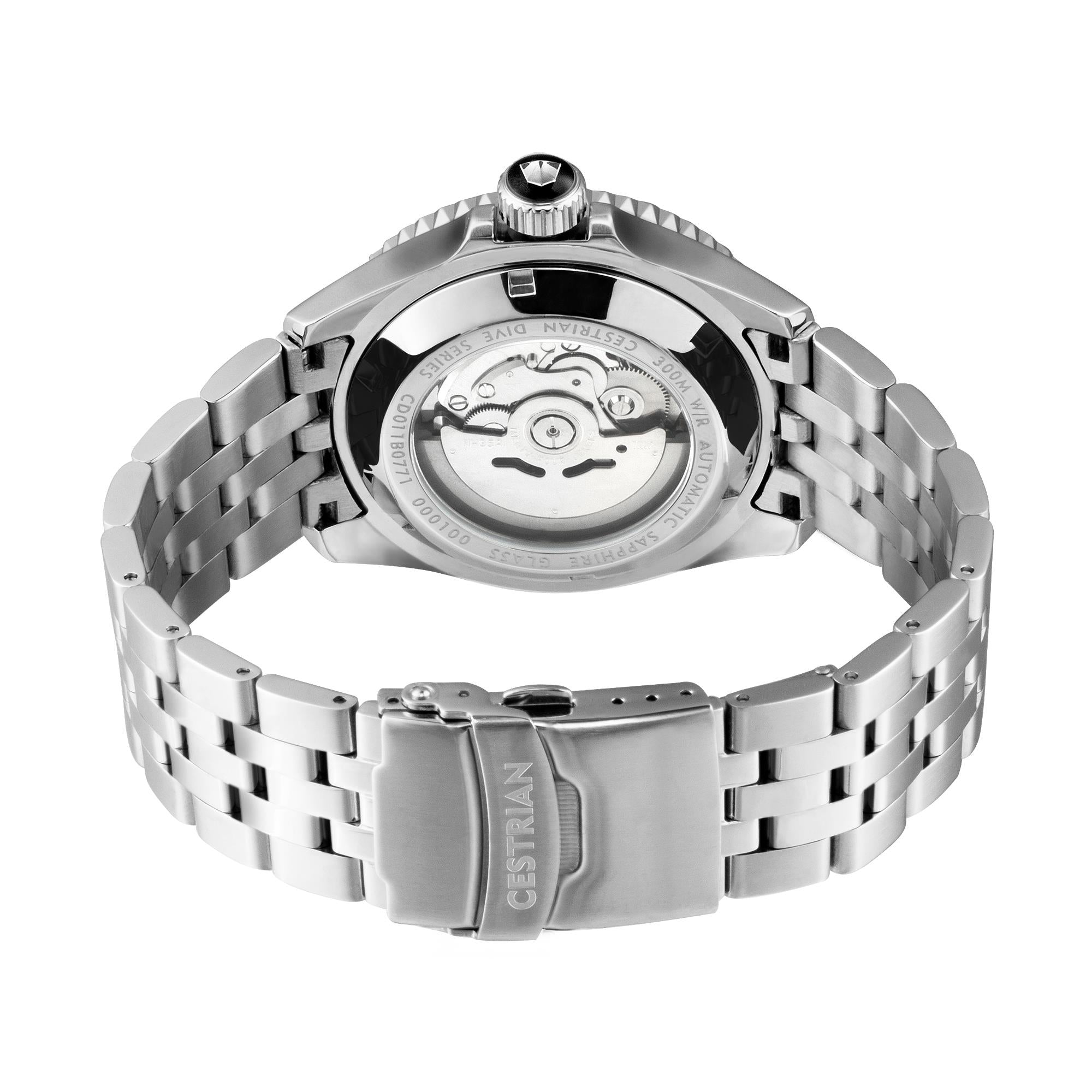 Cestrian Dive Series Schwarzes Zifferblatt Grüner Keramikrings Edelstahlarmband Automatische Herrenarmbanduhr CD111B0773V1