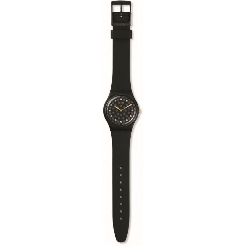 Swatch Sparkle Night Black Dial Black Rubber Strap Watch SO31B102