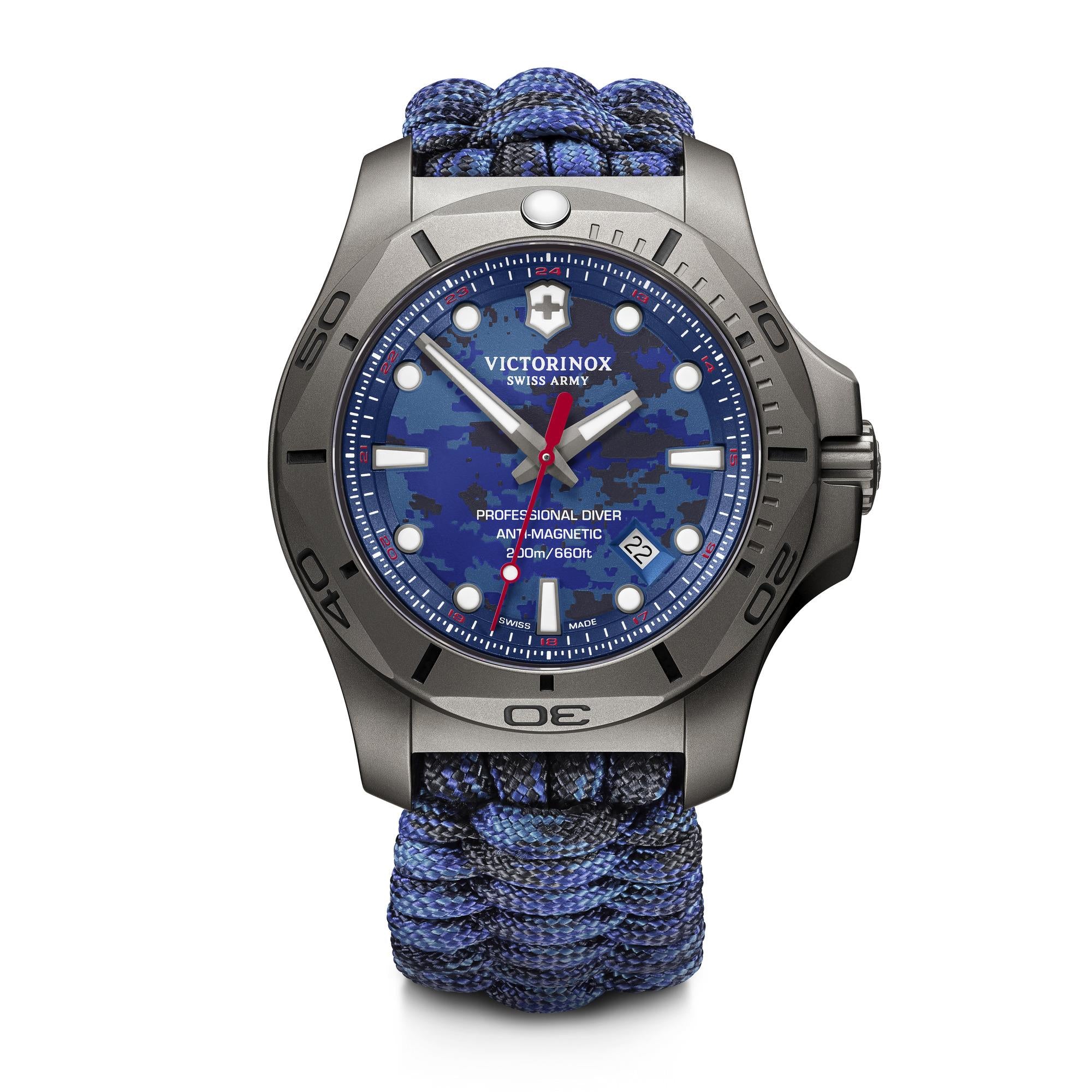 Victorinox I.N.O.X 45mm Blue Dial Camo Paracord Mens Quartz Watch 241813.2