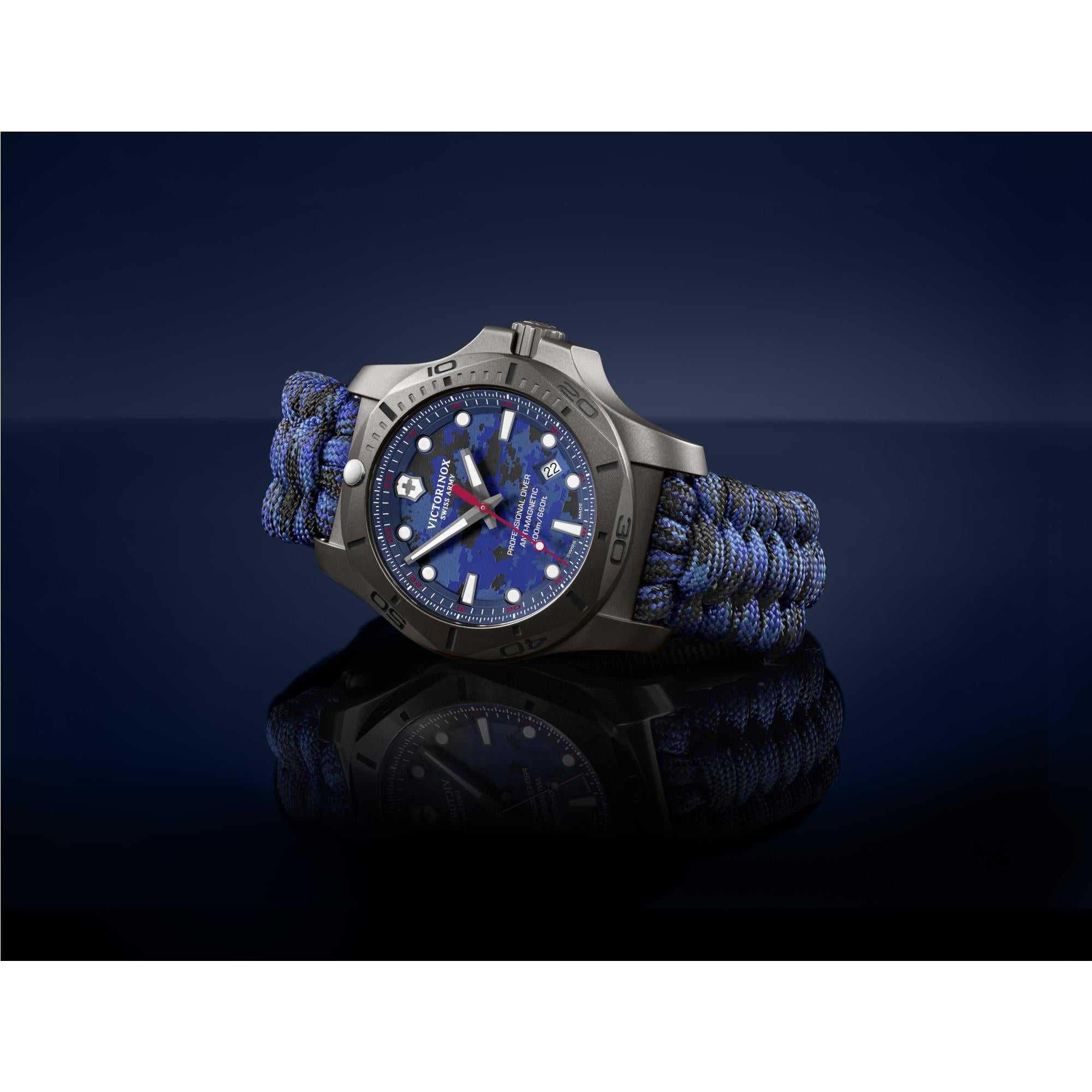 Victorinox I.N.O.X 45mm Blue Dial Camo Paracord Mens Quartz Watch 241813.2
