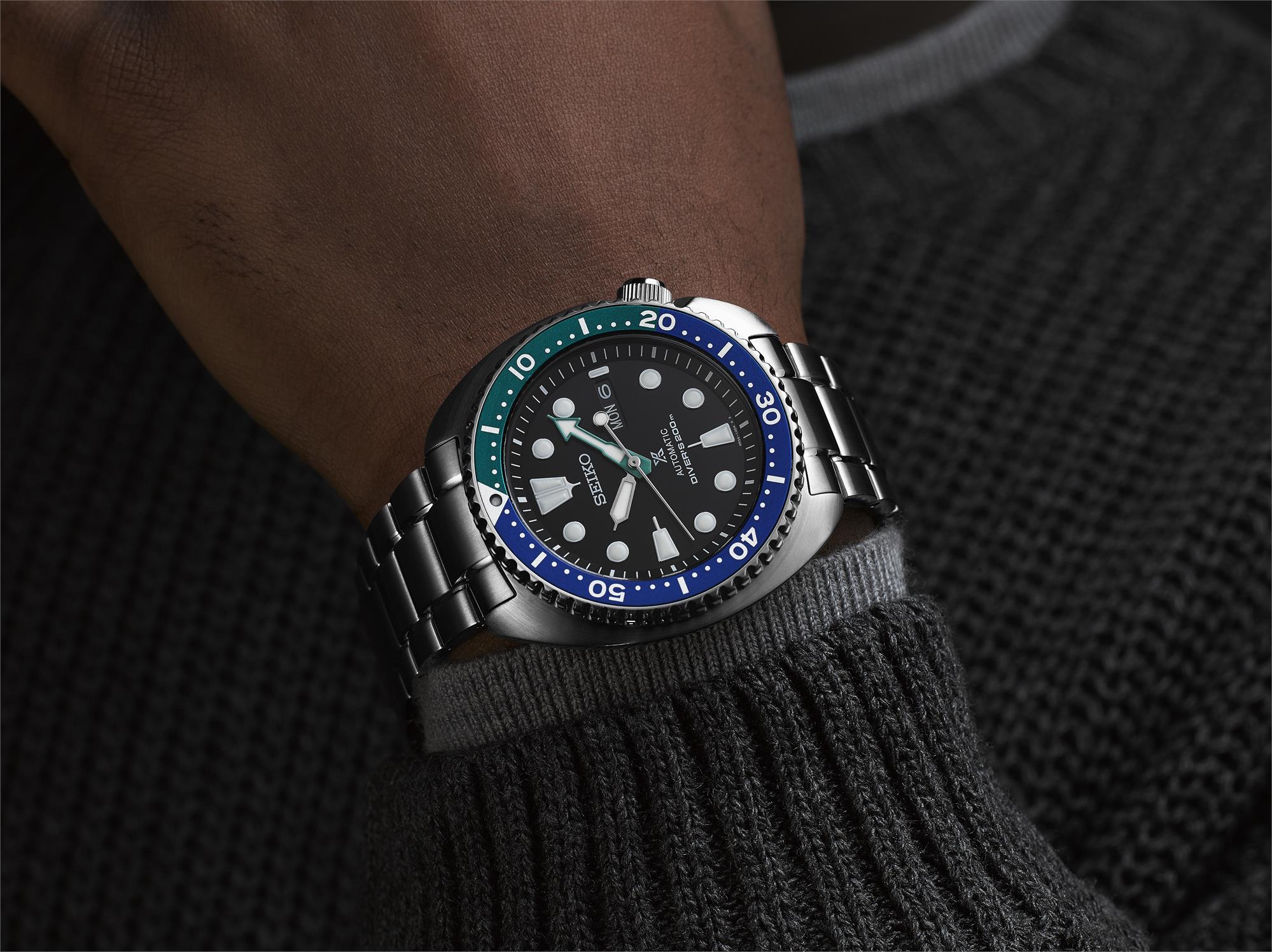 Seiko Prospex Turtle Tropical Lagoon Black Dial Stainless Steel Bracelet Men's Watch SRPJ35K1