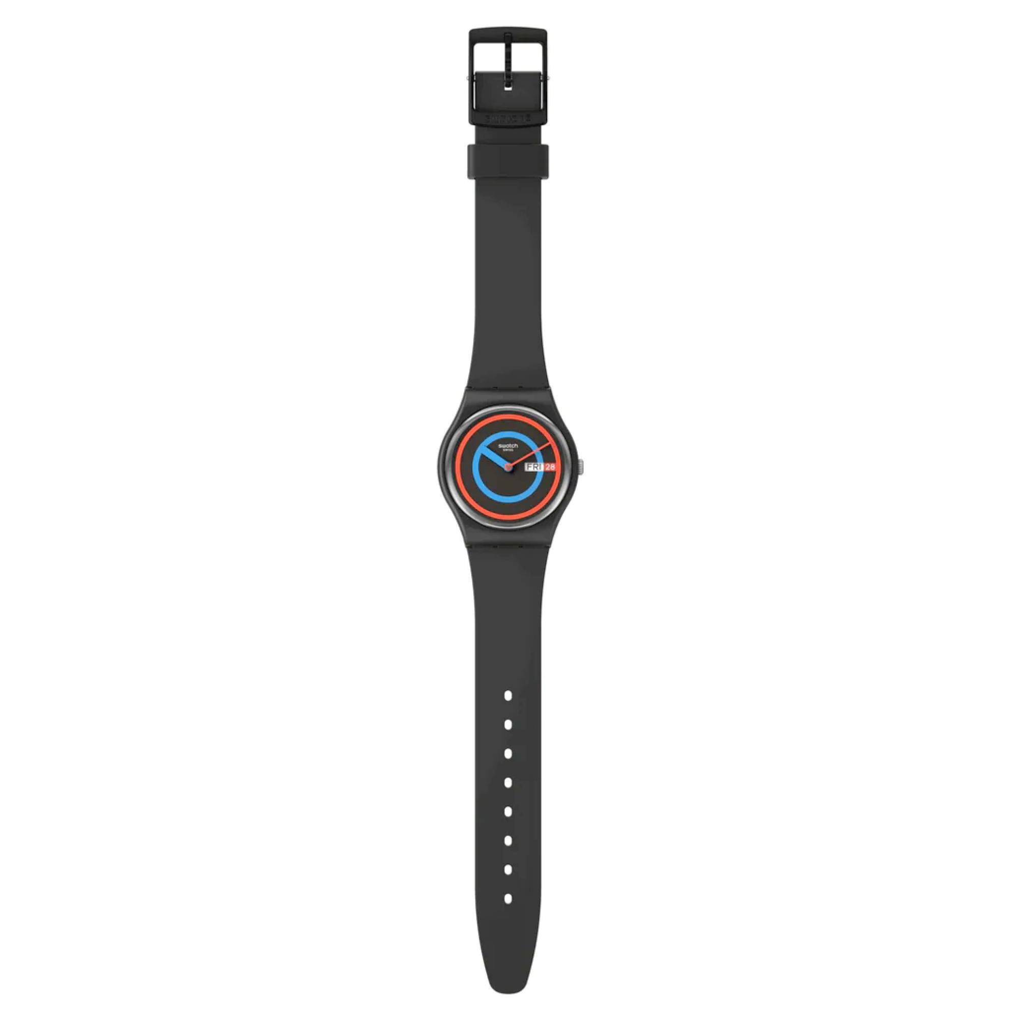 Swatch Die Januar Kollektion 'Circling Black' Quarz Uhr SO28B706