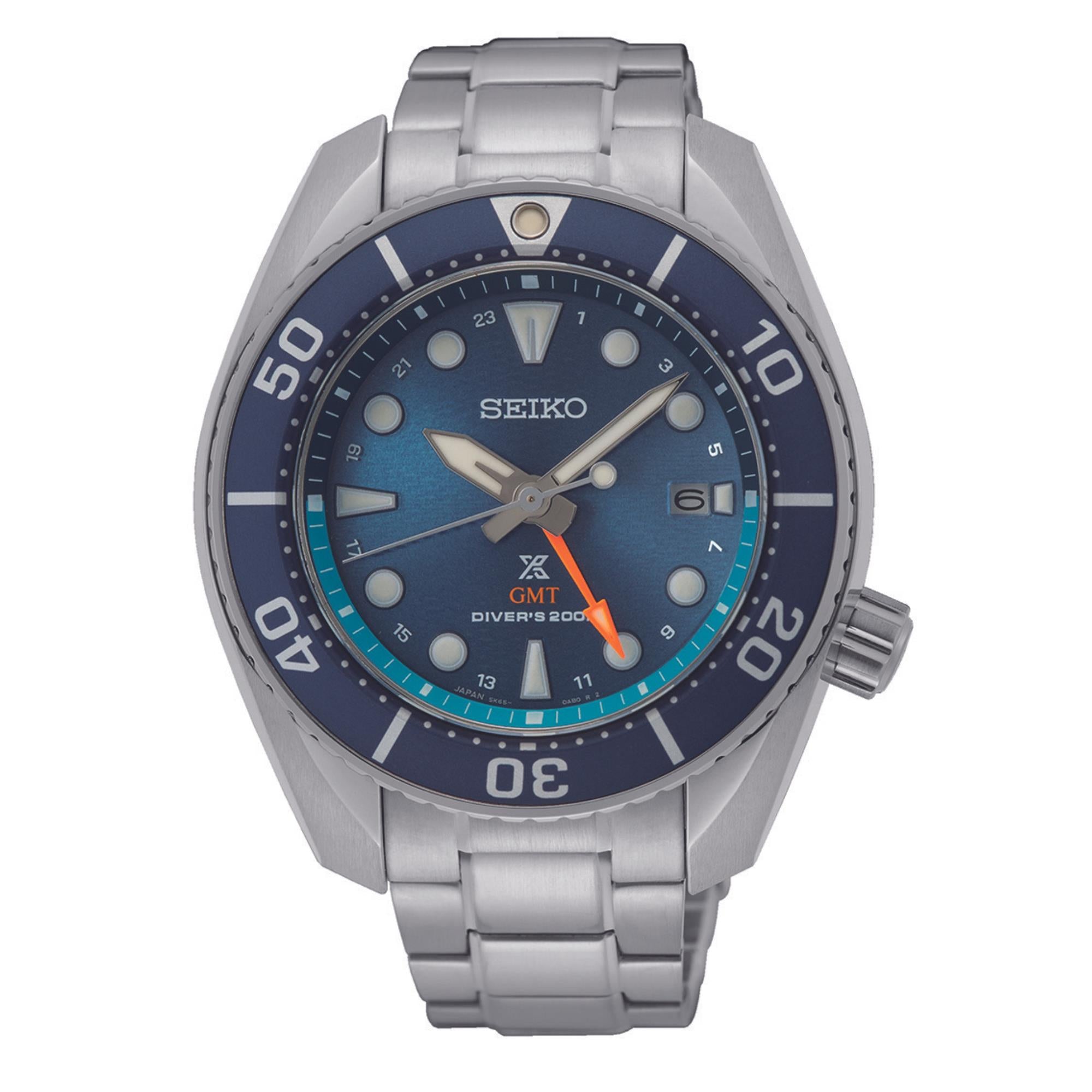 Seiko Prospex Aqua Sumo GMT Blaues Zifferblatt Edelstahlarmband Herrenuhr SFK001J1