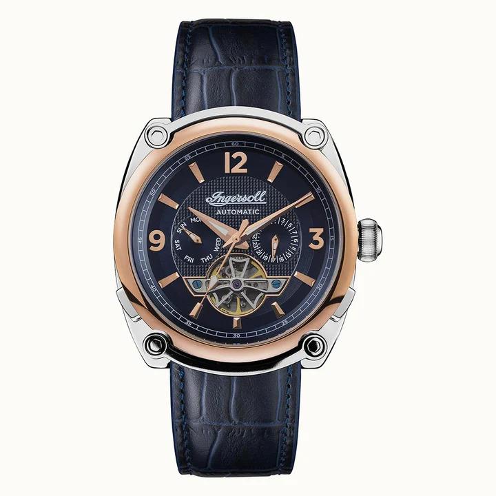 Ingersoll 1892 The Michigan Automatik Blaues Zifferblatt Lederarmband Herren Uhr I01101B