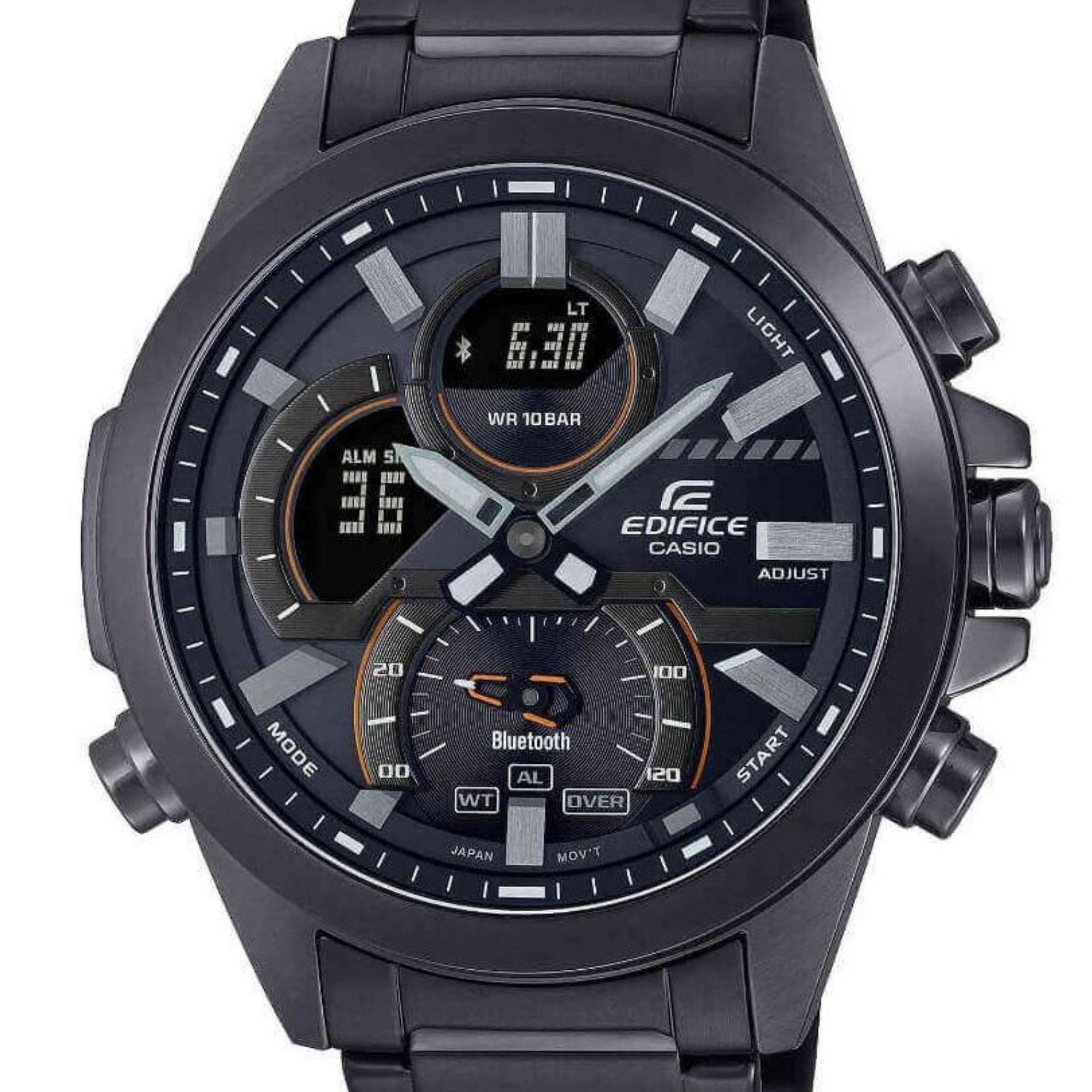 Casio Edifice Analoguhr-Digital Bluetooth Schwarzes Zifferblatt Schwarze PVD Herrenuhr ECB-30DC-1AEF