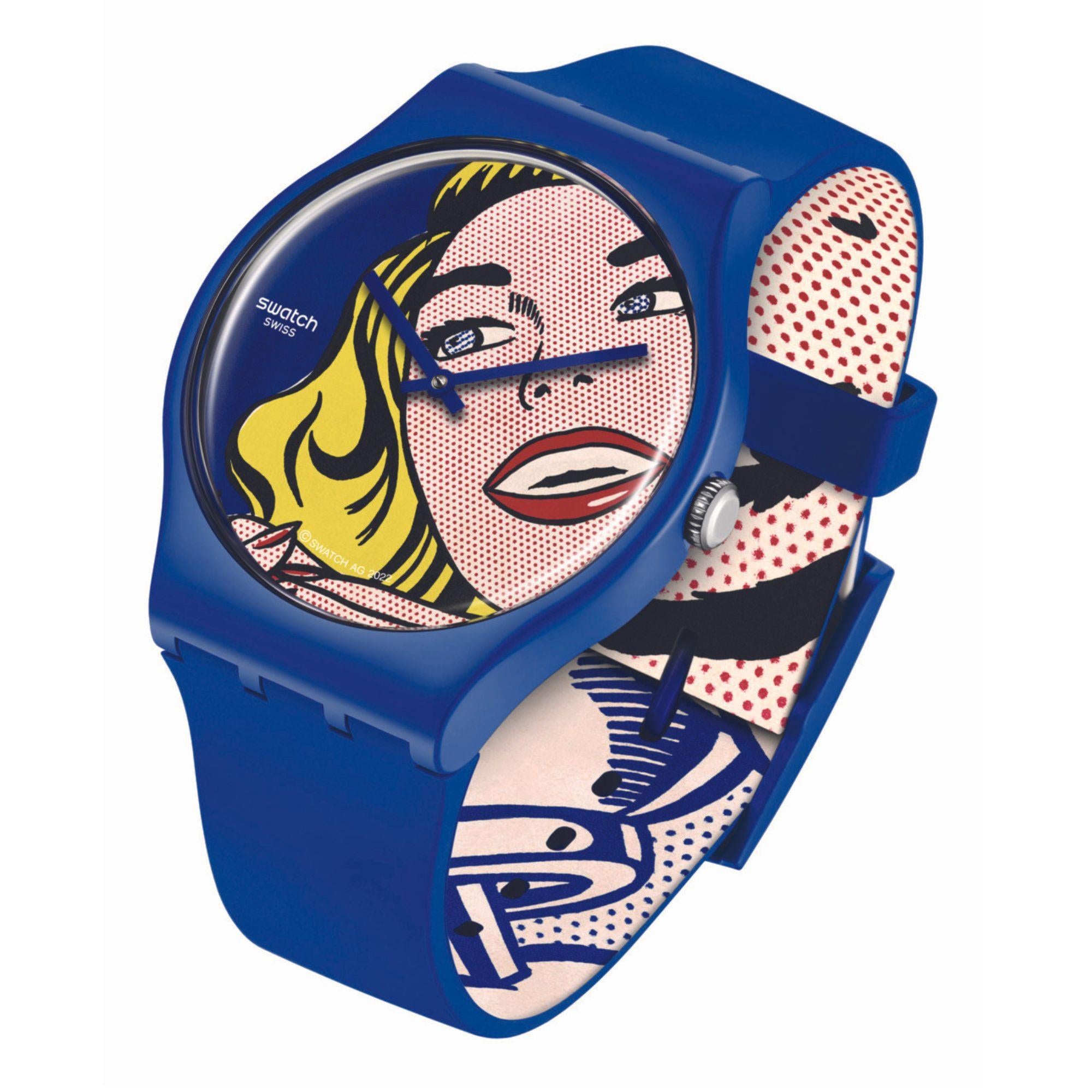 Swatch Art Journey Girl von Roy Lichtenstein Uhr mit blauem Silikonarmband SUOZ352