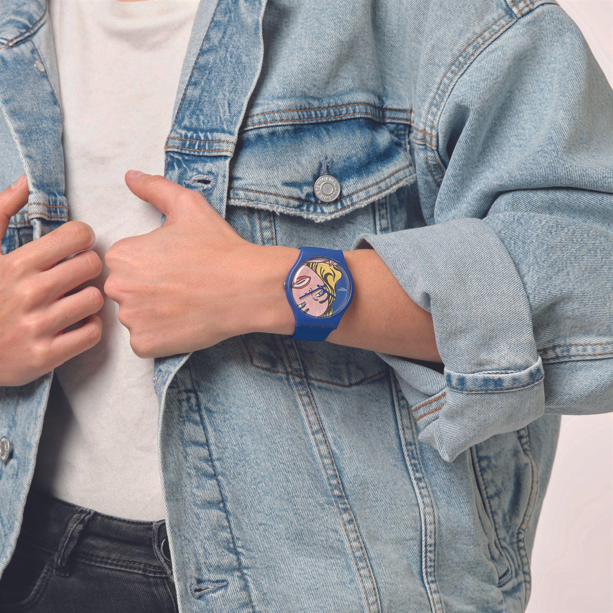 Swatch Art Journey Girl von Roy Lichtenstein Uhr mit blauem Silikonarmband SUOZ352