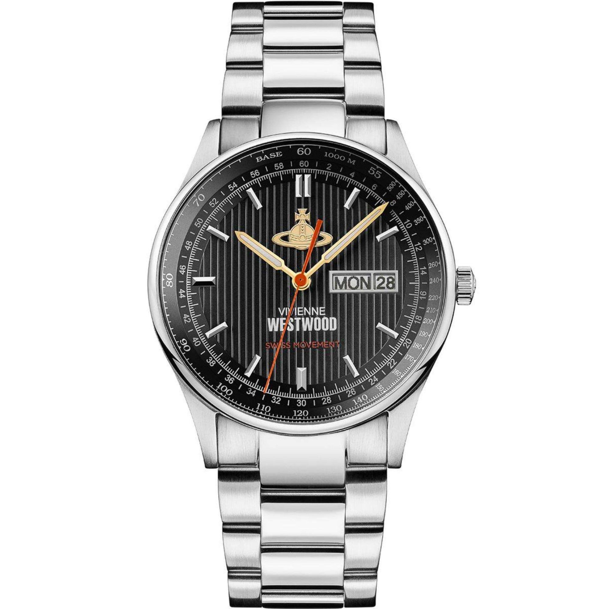 Vivienne Westwood The Cranbourne Schwarzes Zifferblatt Edelstahlarmband Herren Uhr VV207BKSL