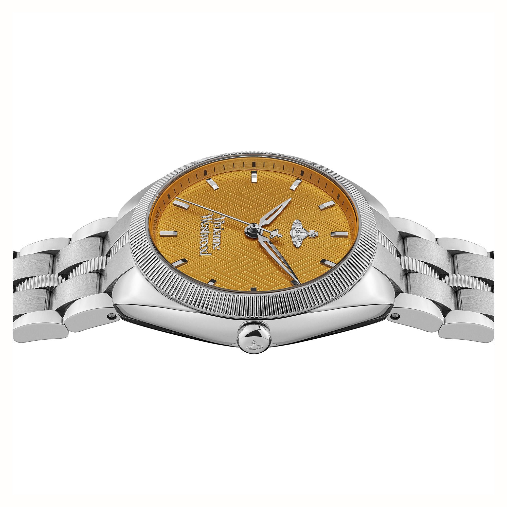 Vivienne Westwood The Mews Orange Dial Stainless Steel Bracelet Ladies Watch VV281TNSL
