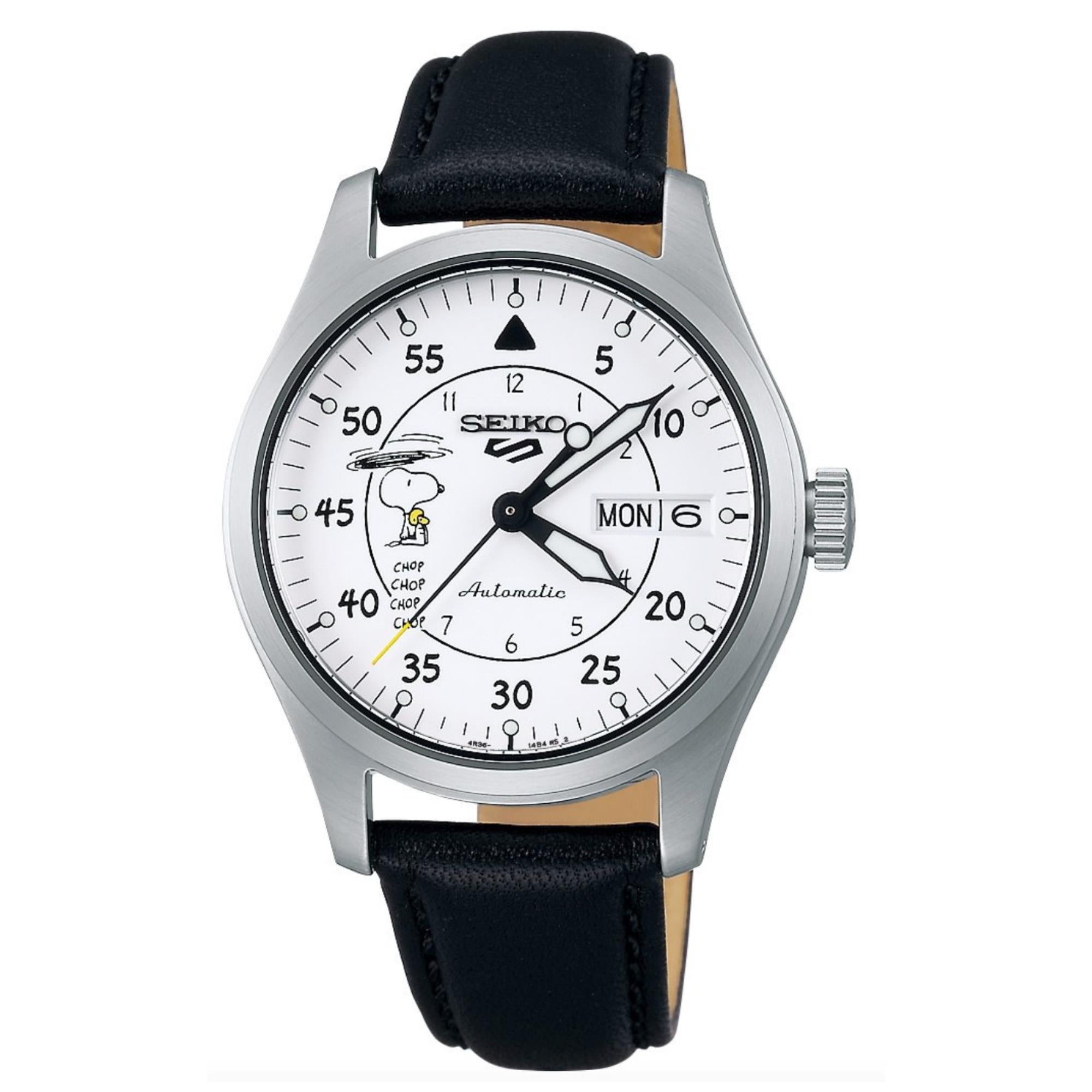 Seiko 5 Sports X Peanuts Fallschirm Limited Edition Automatik Weißes Zifferblatt Uhr SRPK27K1