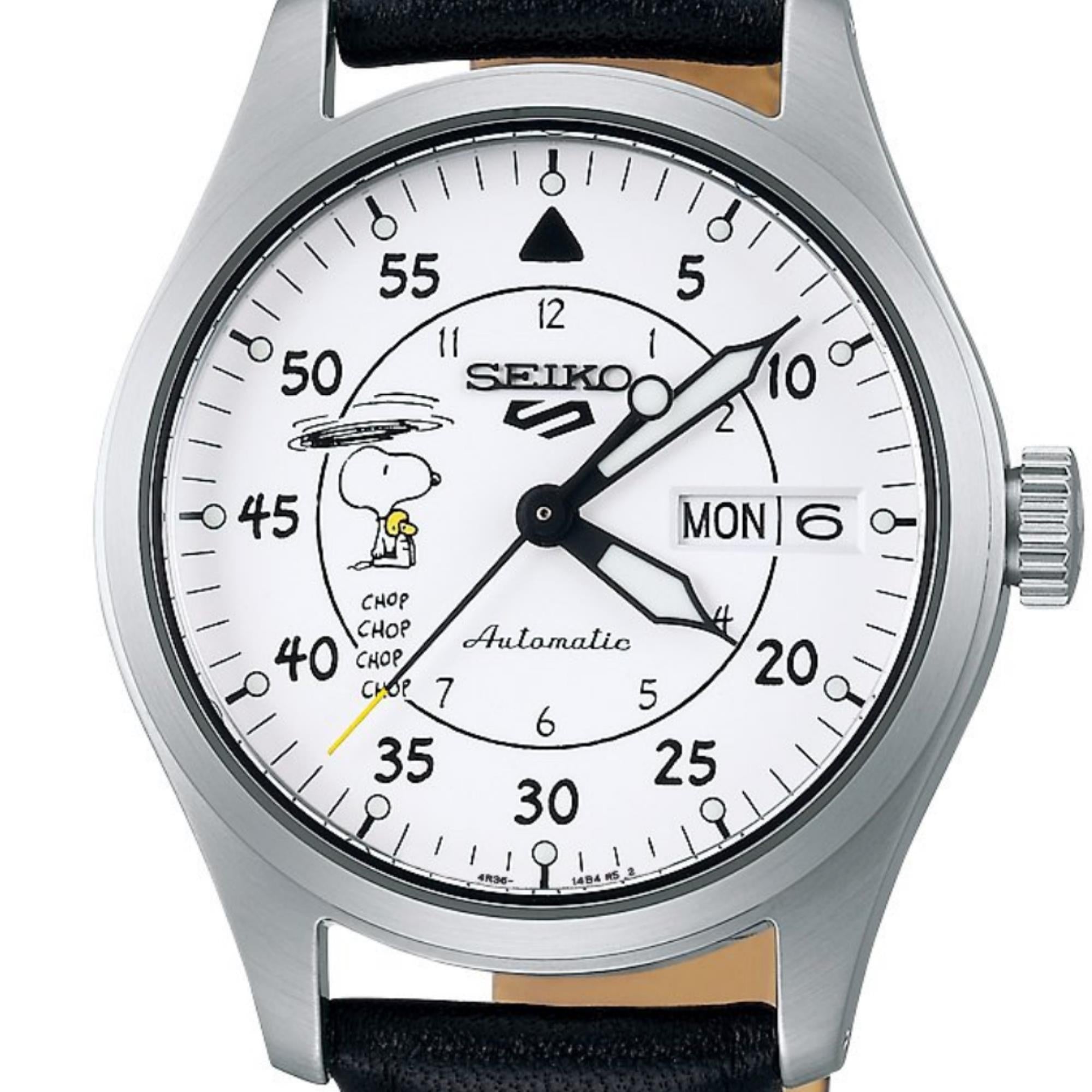 Seiko 5 Sports X Peanuts Fallschirm Limited Edition Automatik Weißes Zifferblatt Uhr SRPK27K1