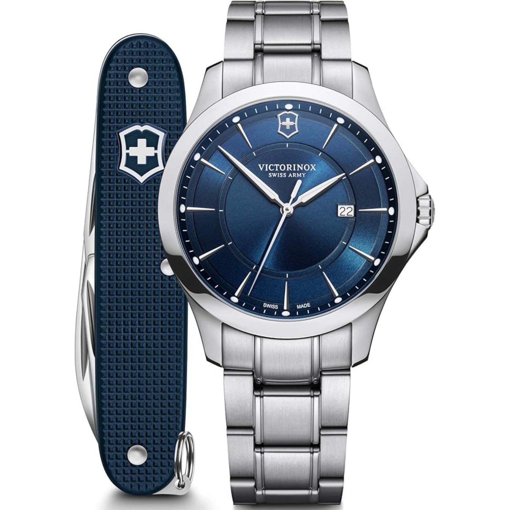 Victorinox Alliance 40mm Blaues Zifferblatt Edelstahl Herren Quarz Uhr 241910.01