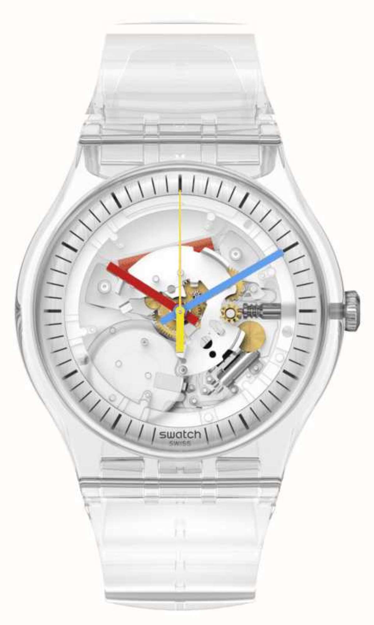 Swatch CLEARLY NEW GENT Transparente Zifferblatt Uhr SO29K100-S06