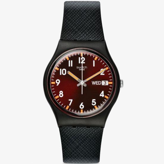 Swatch SIR RED Klassische Original Gent Rotes Zifferblatt Uhr SO28B704