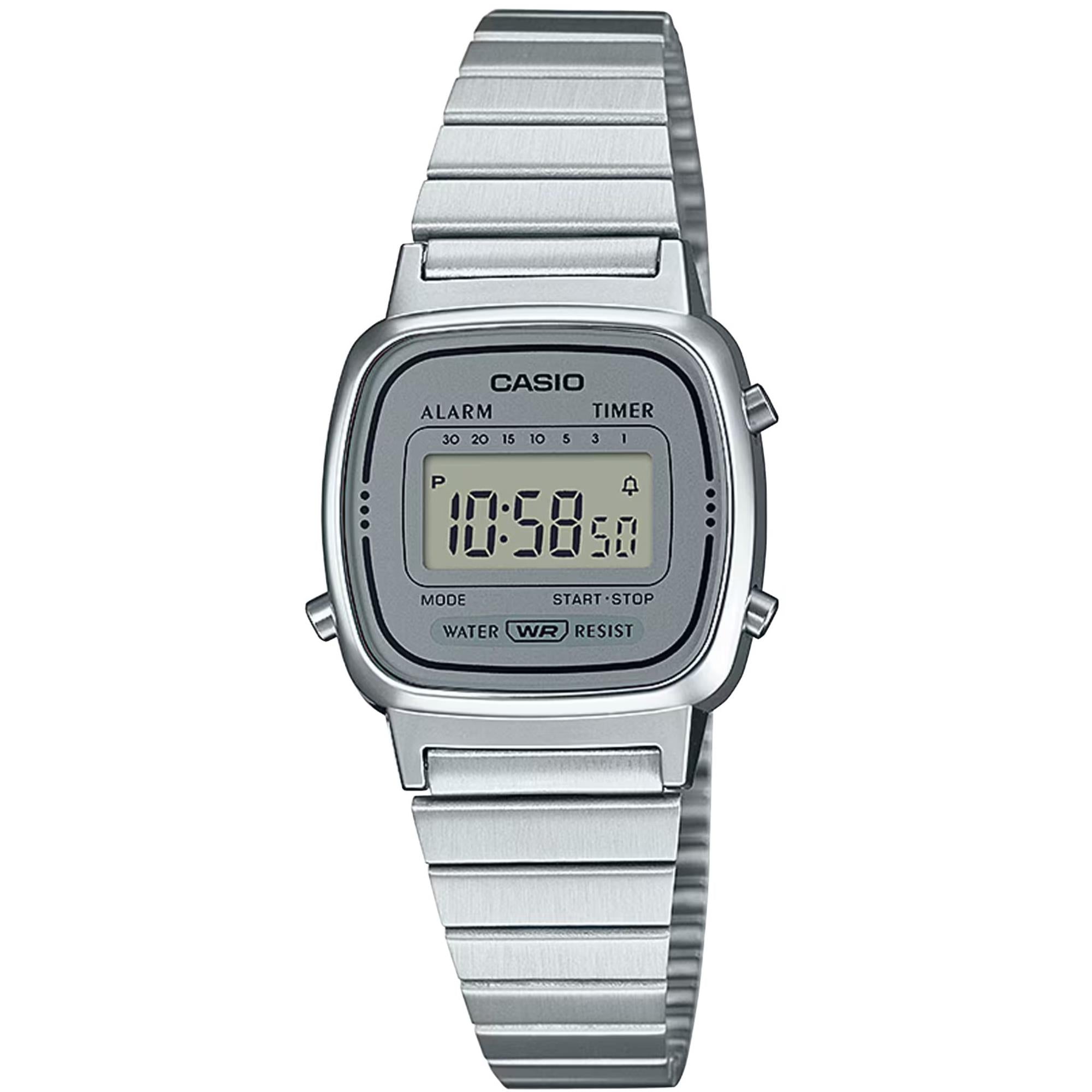 Casio Vintage Retro Quarz Digital Stahlarmband Damen Uhr LA670WEA-7EF