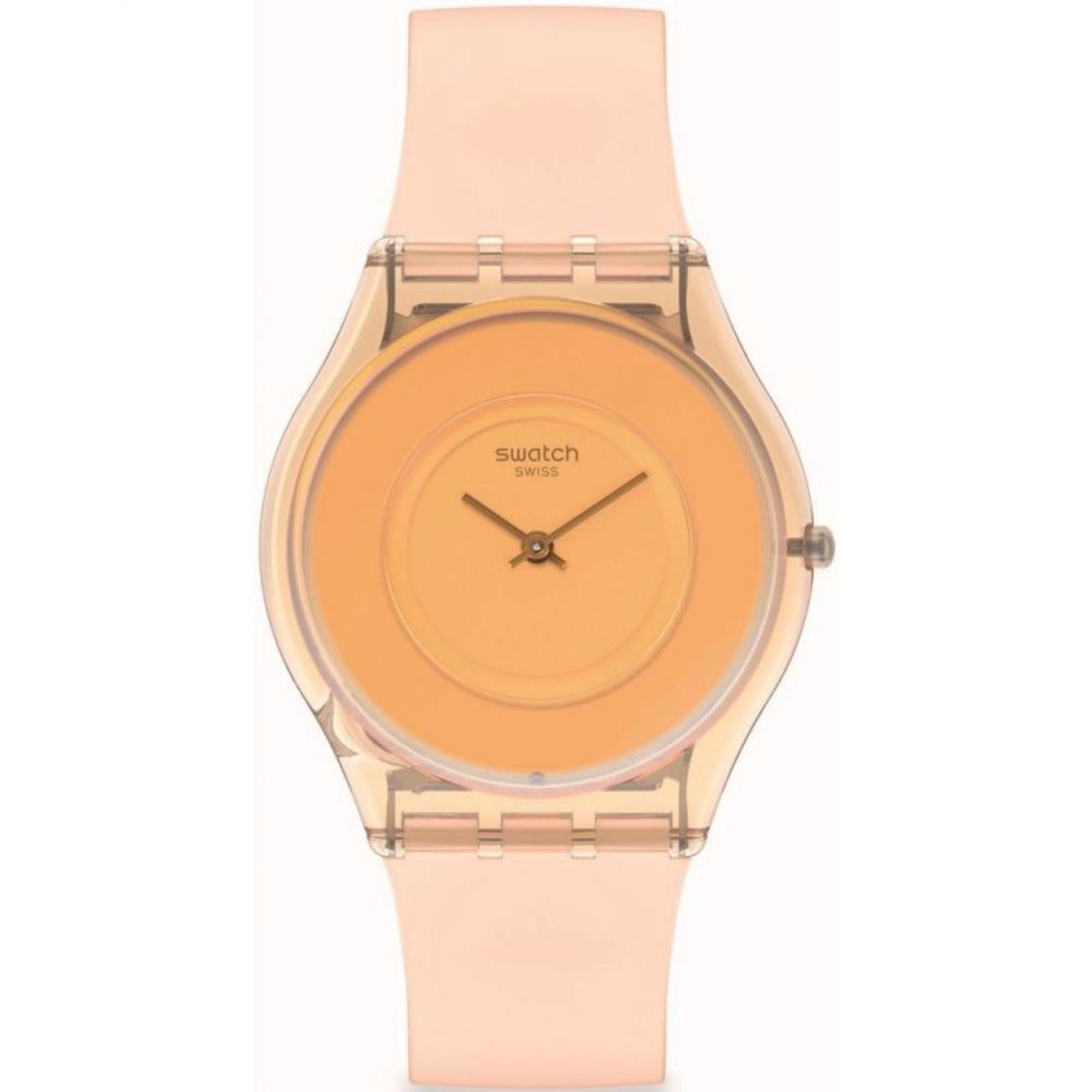 Swatch Pastelicious Pfirsichrosa Silikonarmband Orange Zifferblatt Uhr SS08P102