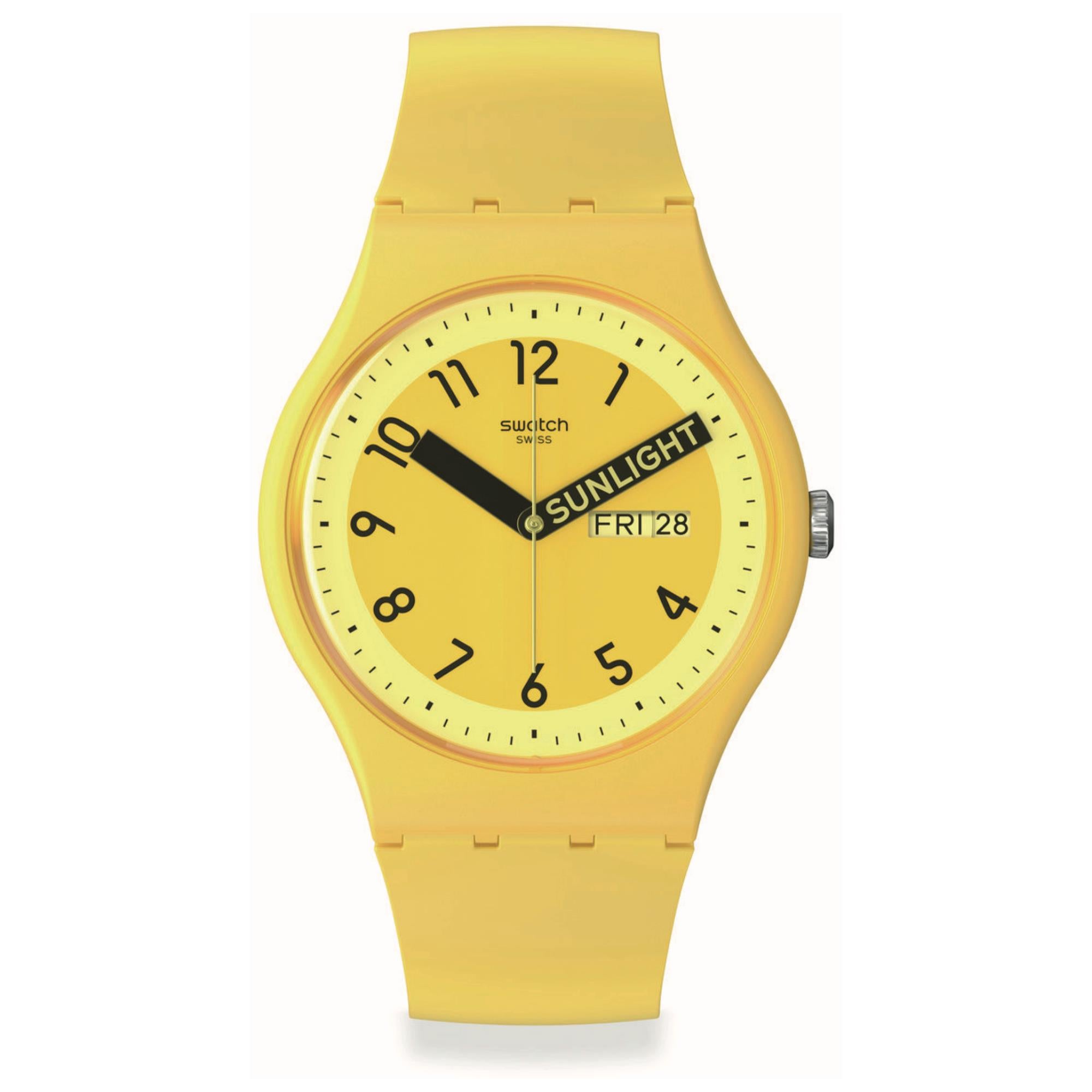 Swatch Pride 'Proudly Yellow' Quarz Gelbes Zifferblatt Uhr SO29J702