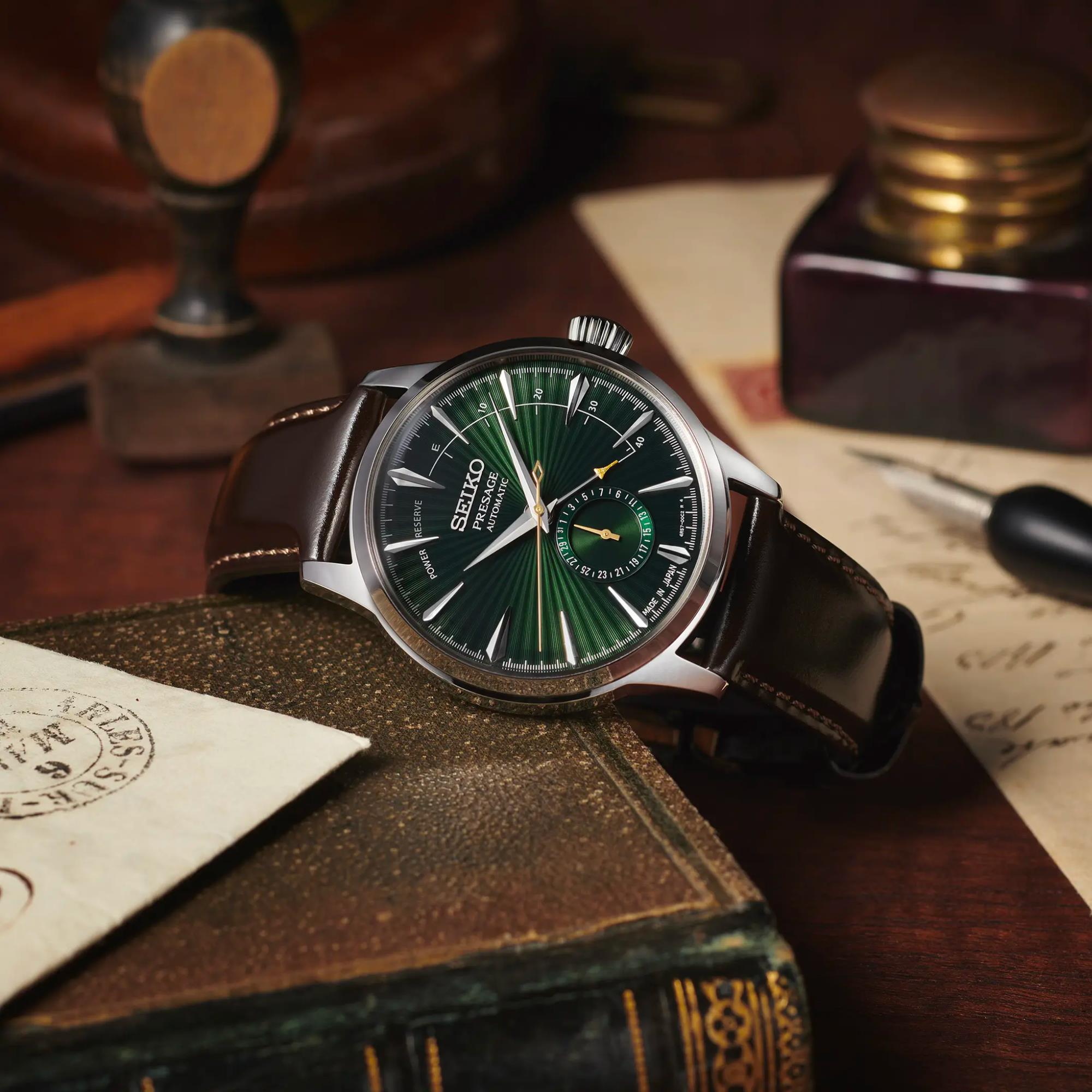 Seiko Presage Cocktail Time 'Midnight Mockingbird' Grün Zifferblatt Herren Uhr SSA459J1