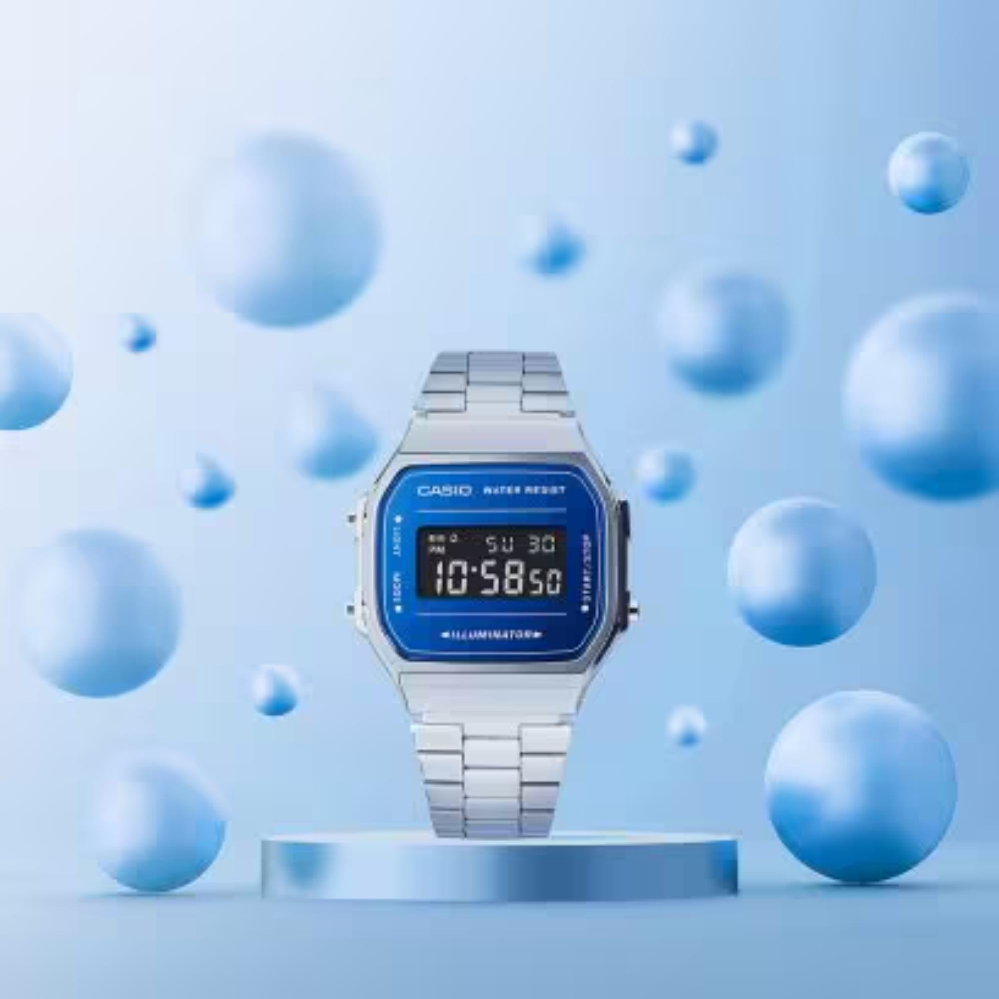 Casio Classic Retro Digitale Stahl Armband Uhr A168WEM-2BEF