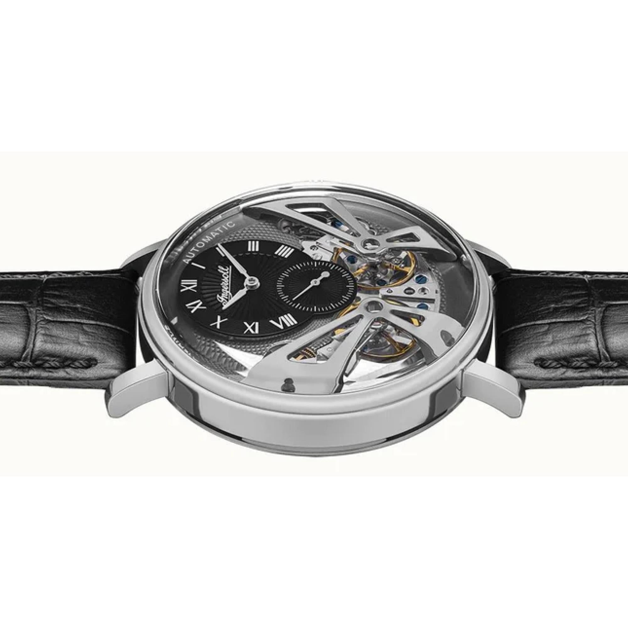 Ingersoll The Tennessee 1892 Automatik Herren Uhr Graues Zifferblatt Schwarzes Lederarmband I13103