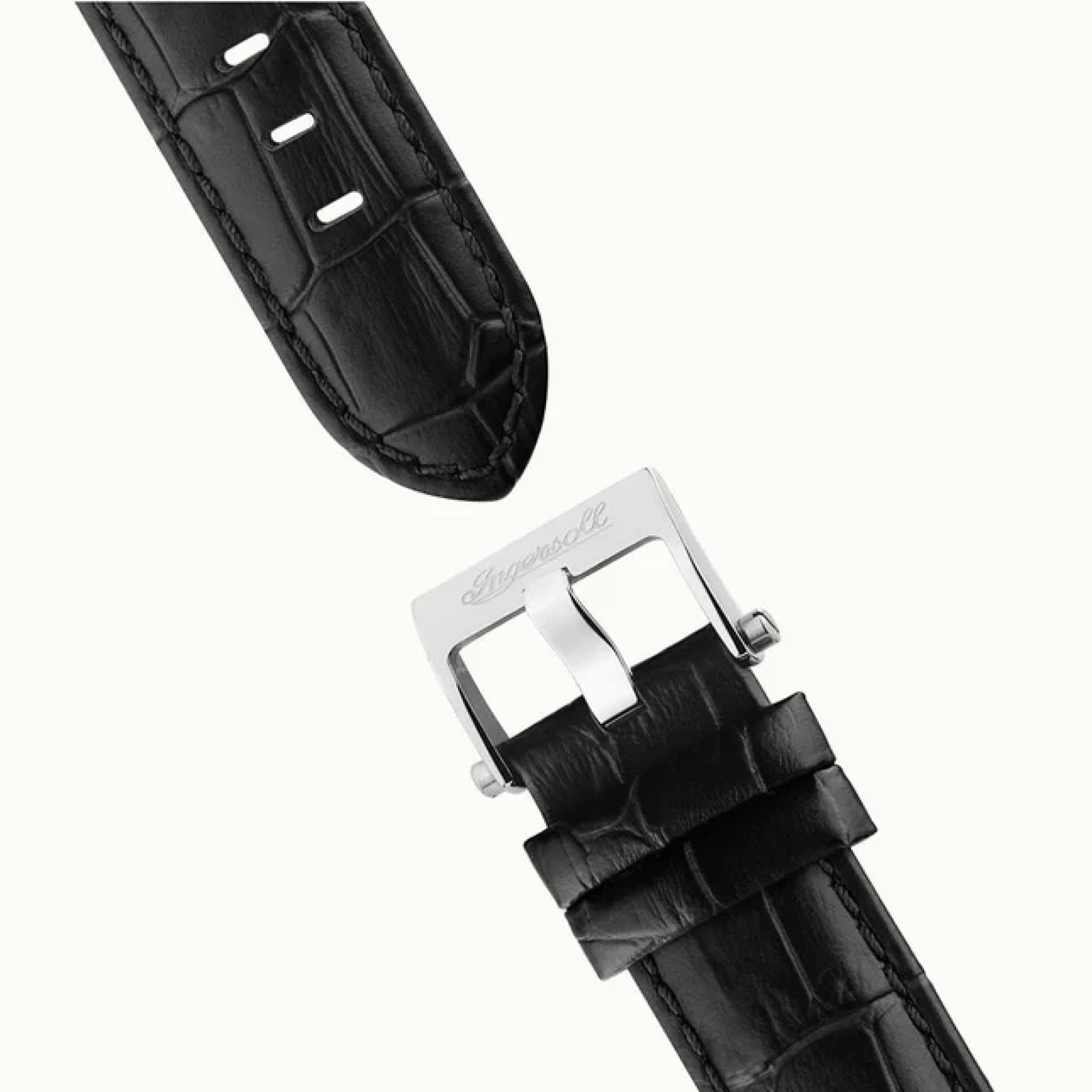 Ingersoll The Tennessee 1892 Automatik Herren Uhr Graues Zifferblatt Schwarzes Lederarmband I13103