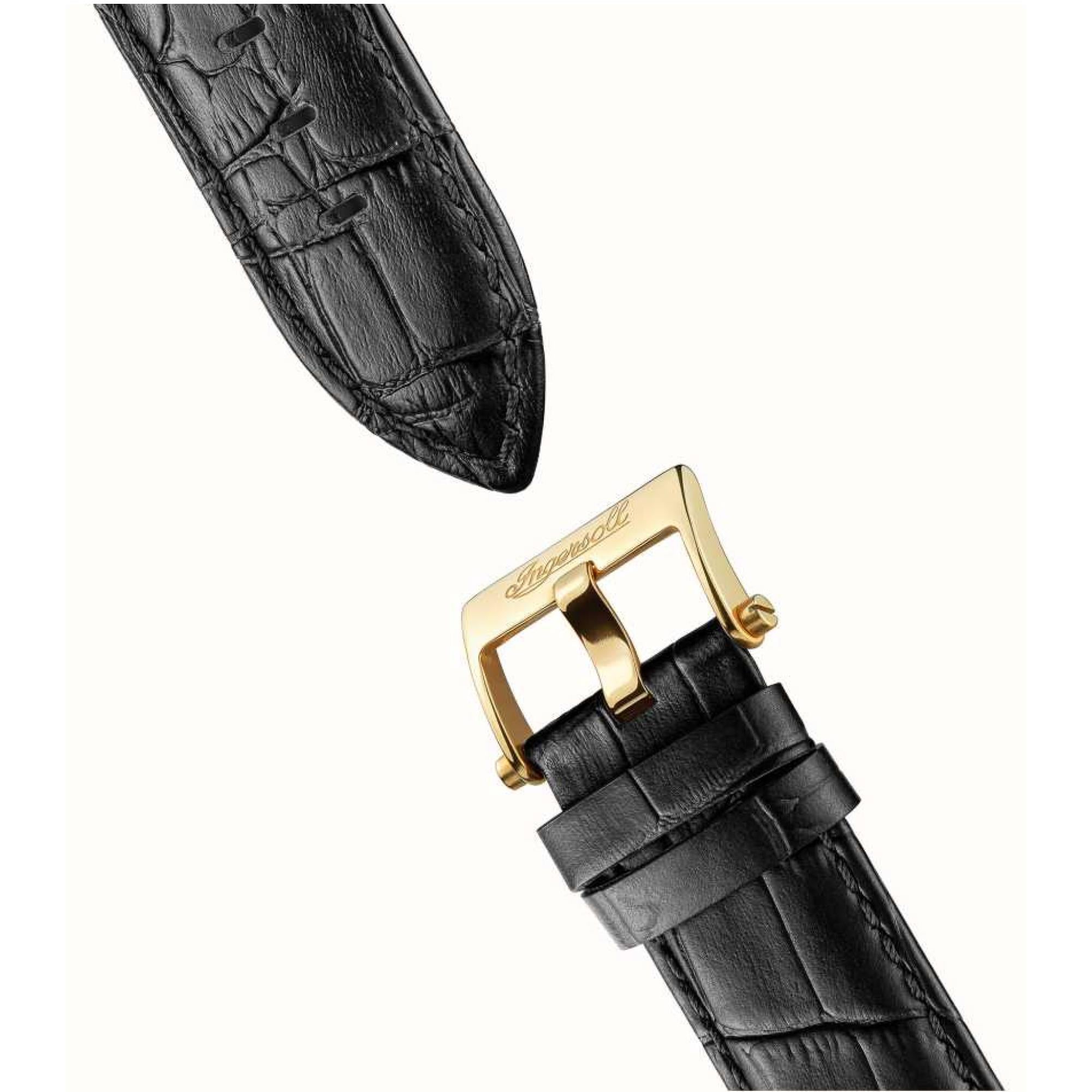 Ingersoll The Michigan 1892 Automatik Schwarzes Zifferblatt Schwarzes Lederarmband Herren Uhr I13301